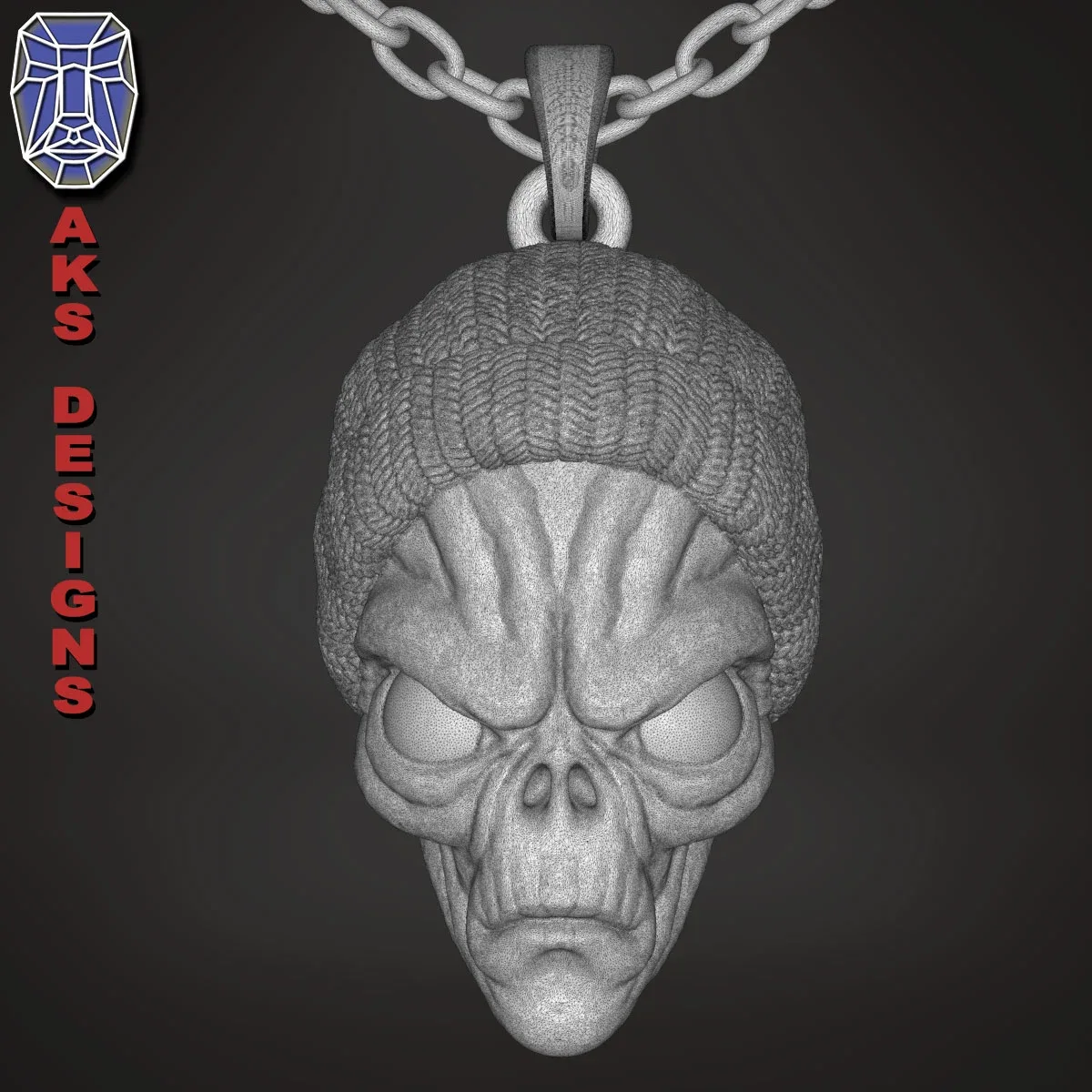 skull Pendant jewelry ALien with cap v1 3D print model