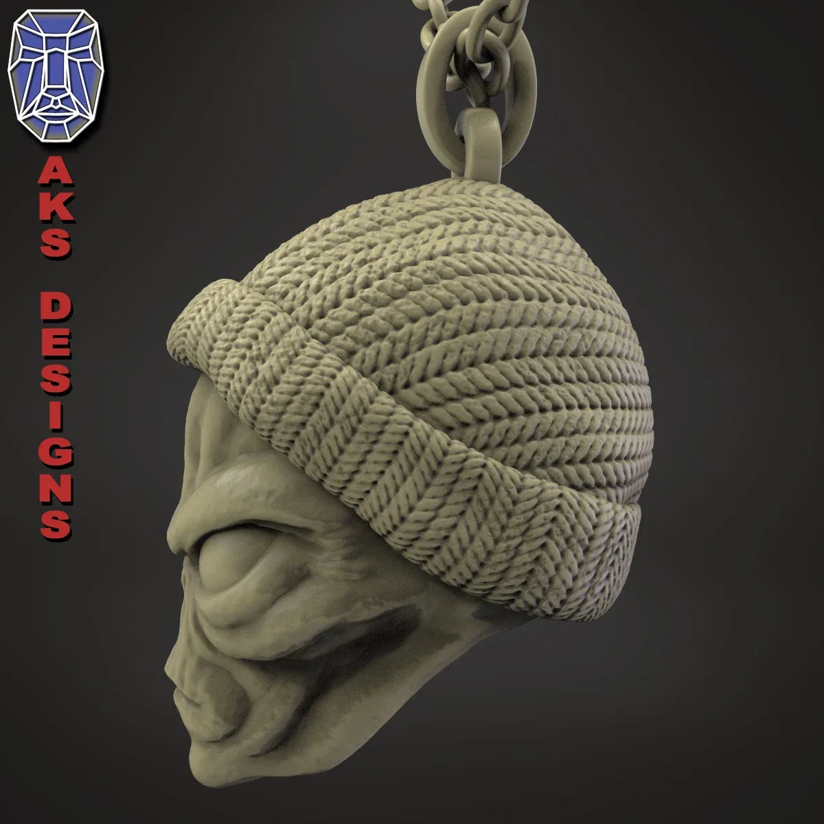 skull Pendant jewelry ALien with cap v1 3D print model