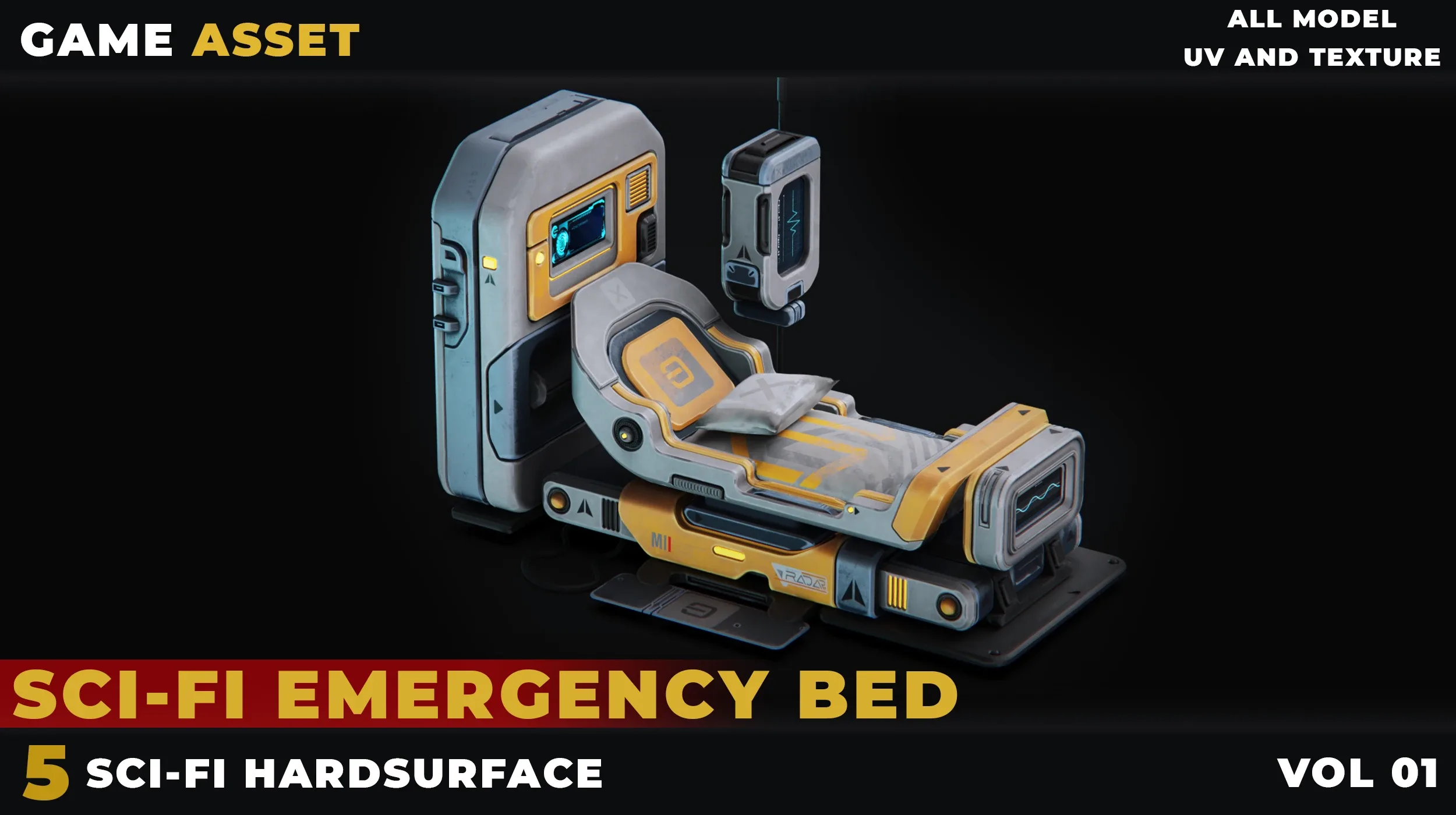 5 Sci-Fi Emergency Bed Hardsurface VOL 01