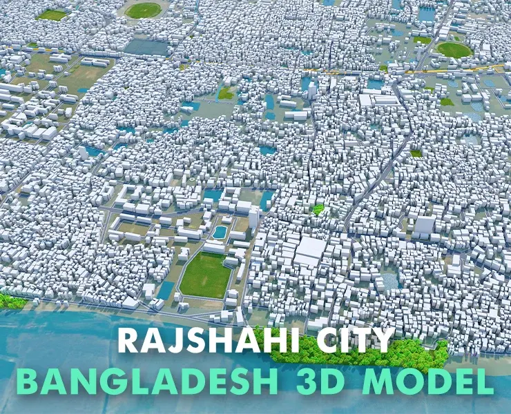 Rajshahi city Bangladesh 3d model 25km