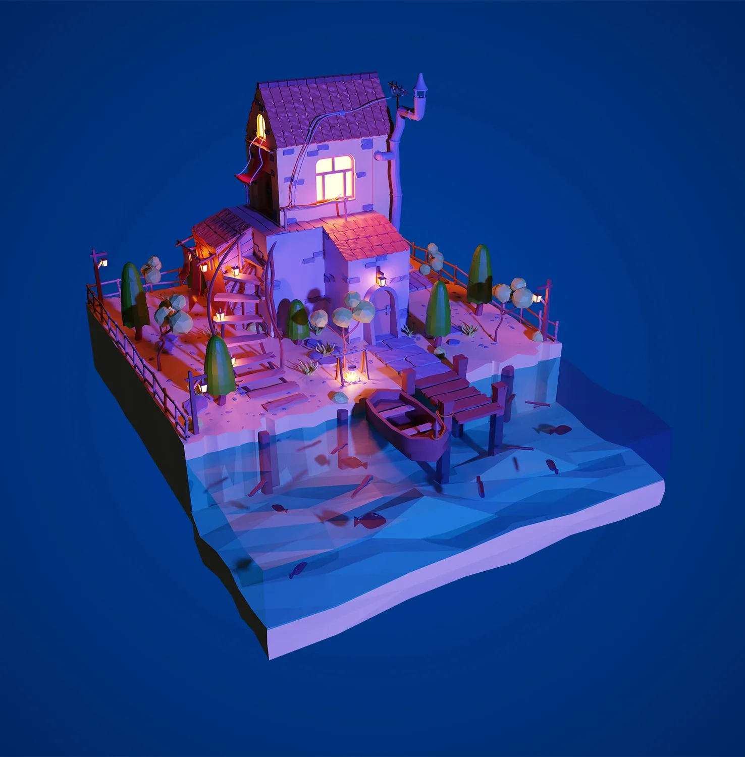 Low poly Cottage 01