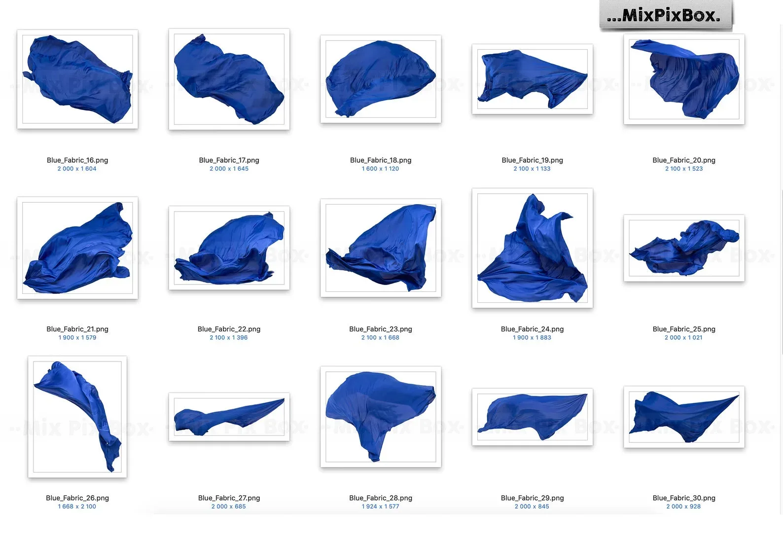 Blue Flying Fabric Overlays