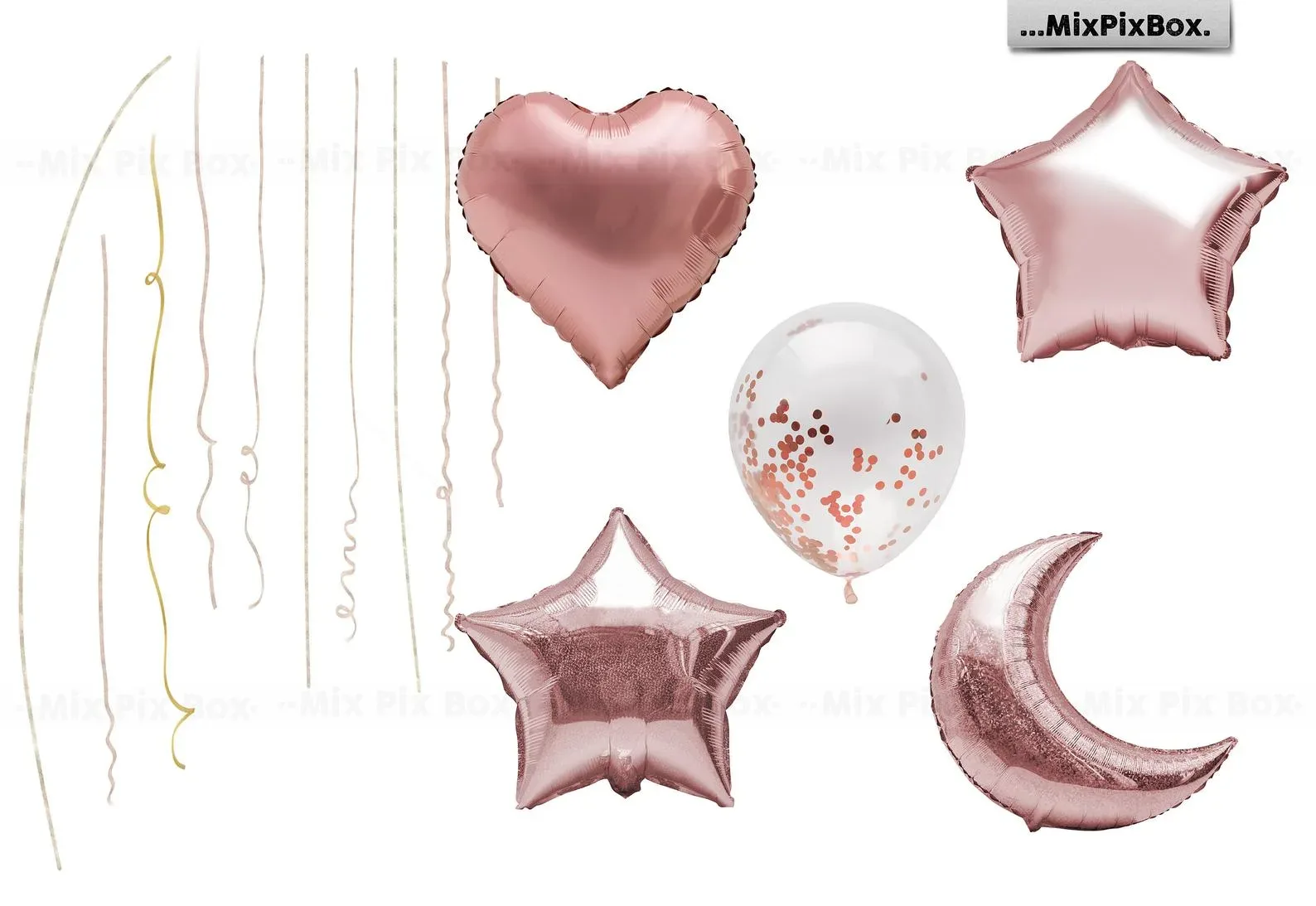 Rose Gold Foil Balloons Overlays