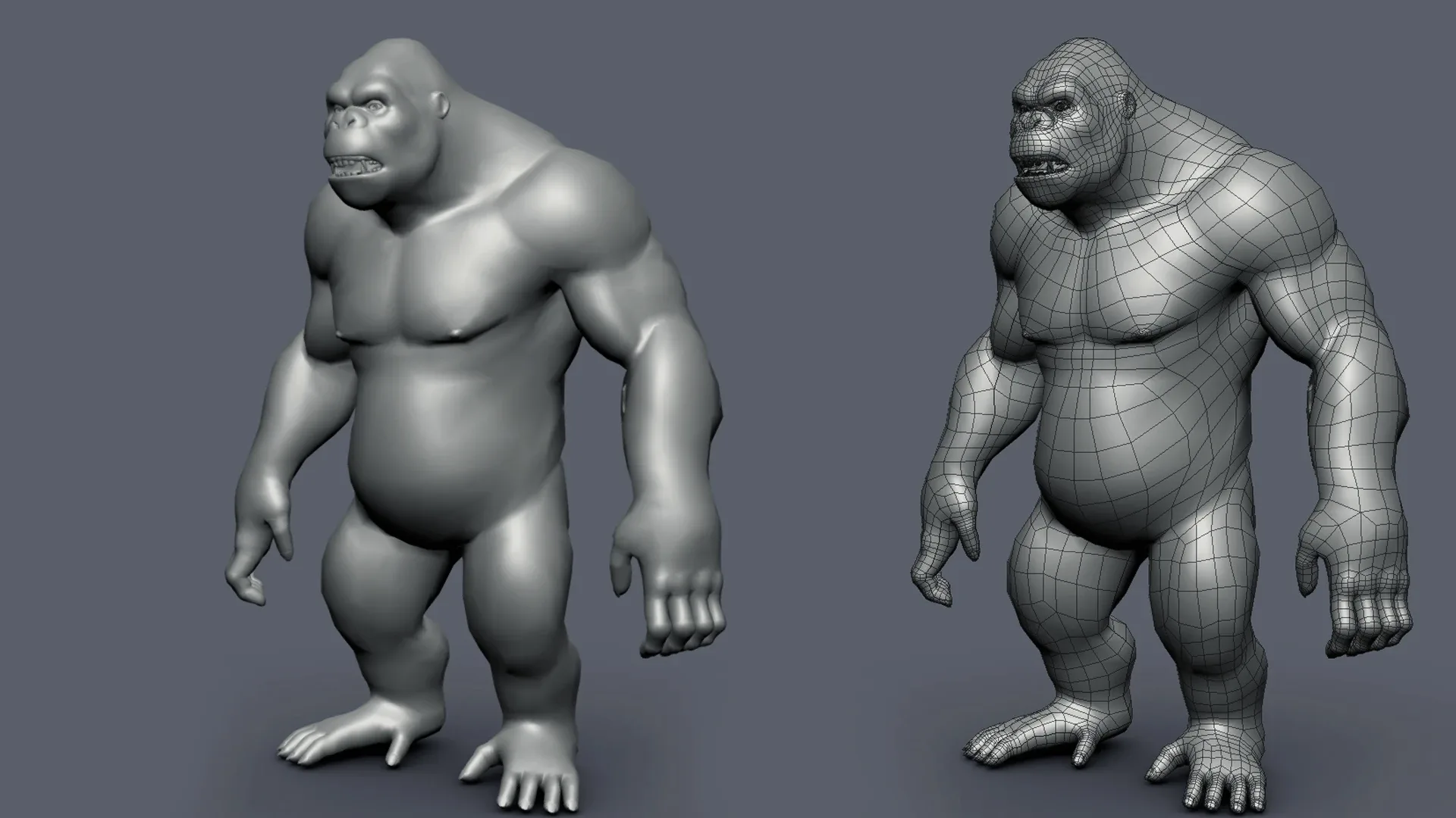 Gorilla BaseMesh - Topology + UV Map