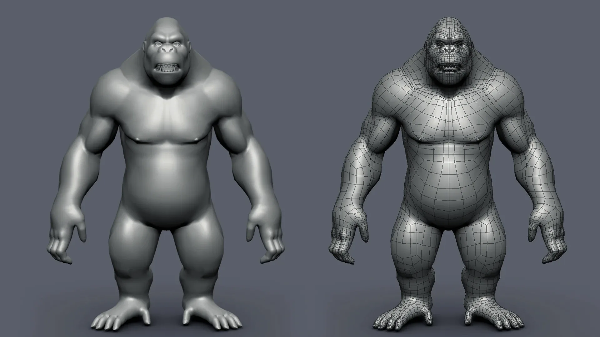 Gorilla BaseMesh - Topology + UV Map