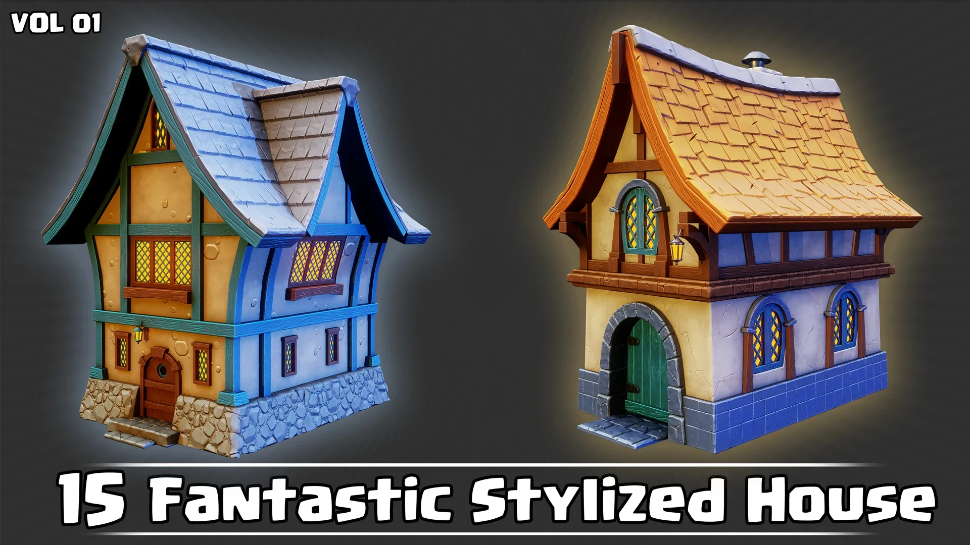 15 Fantastic Stylized Houses Game Ready VOL01