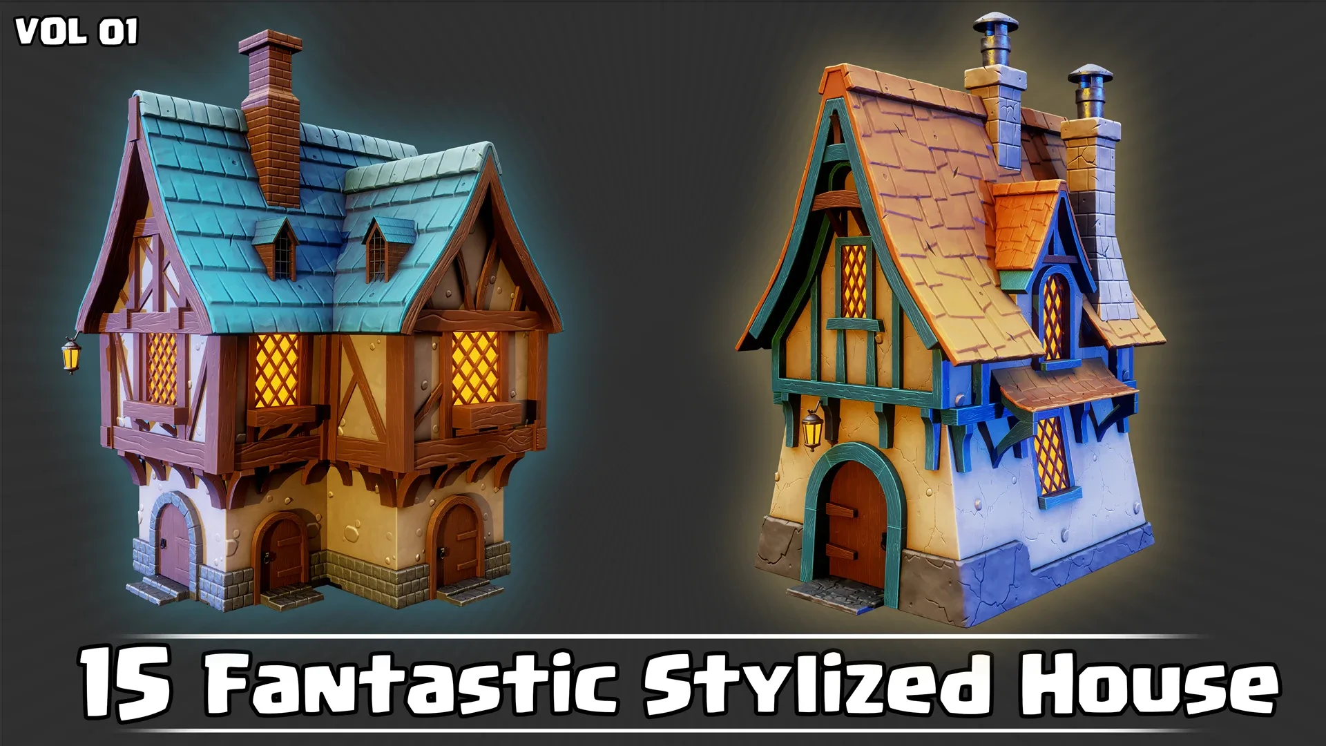 15 Fantastic Stylized Houses Game Ready VOL01