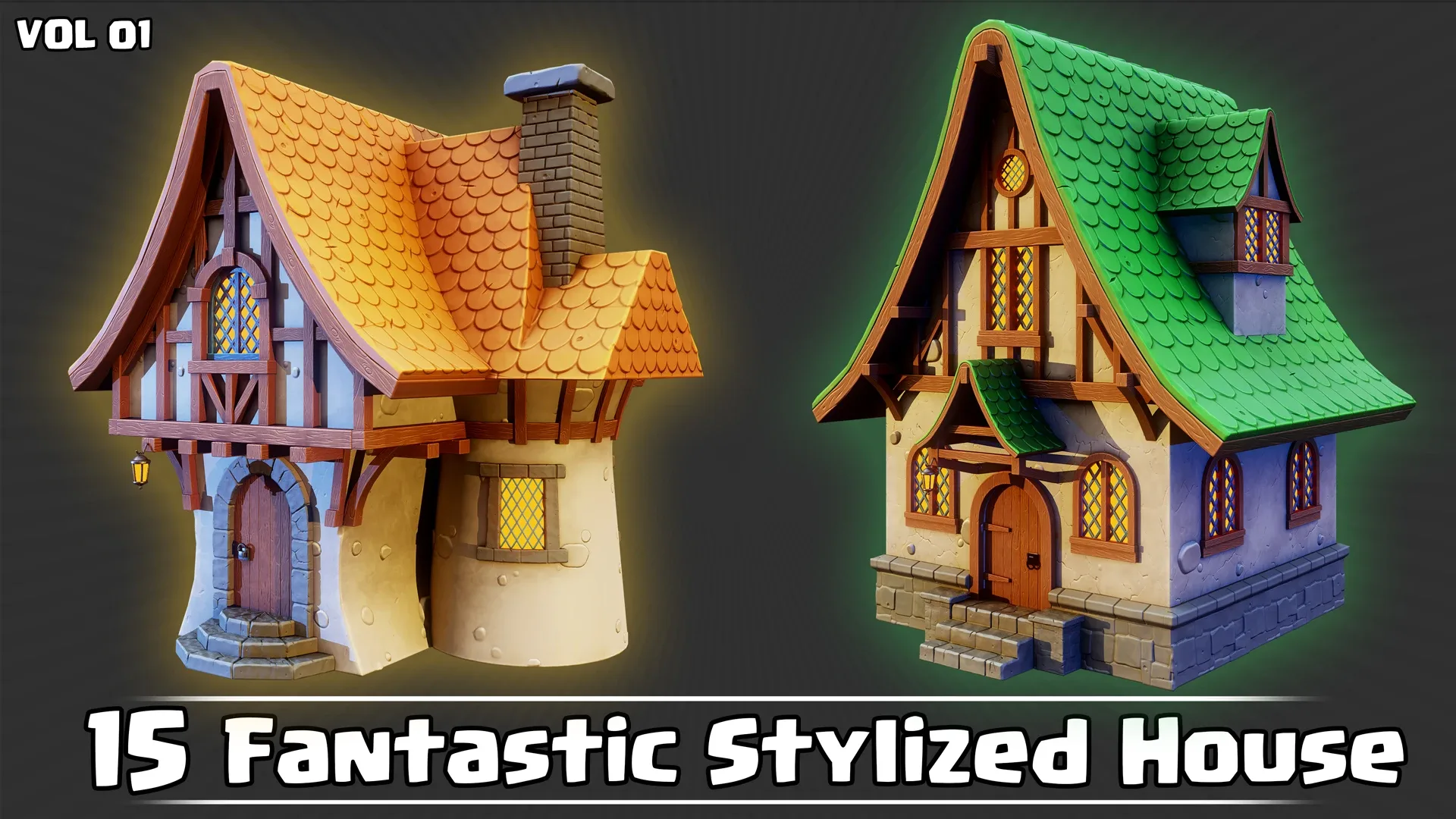 15 Fantastic Stylized Houses Game Ready VOL01