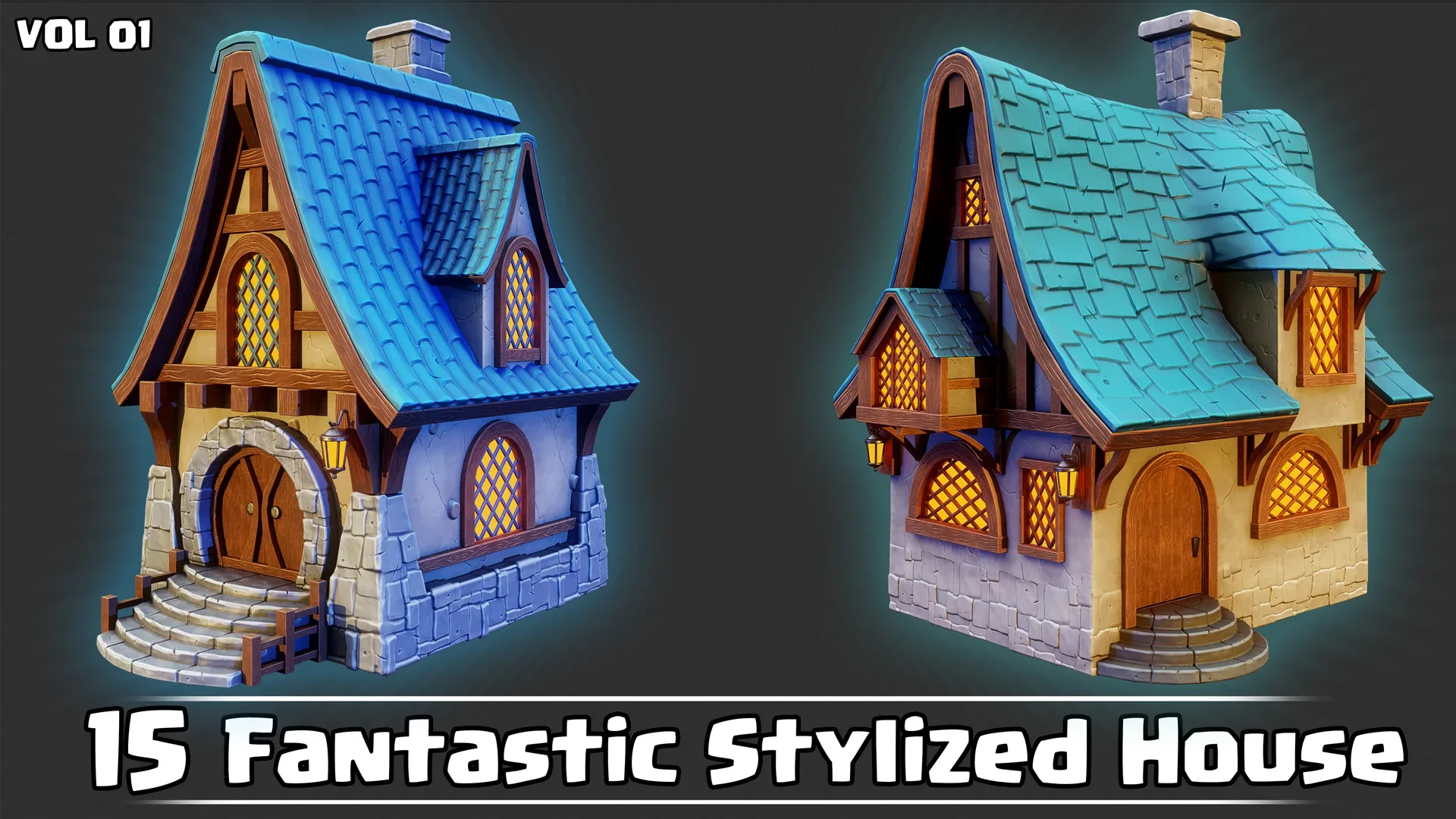 15 Fantastic Stylized Houses Game Ready VOL01