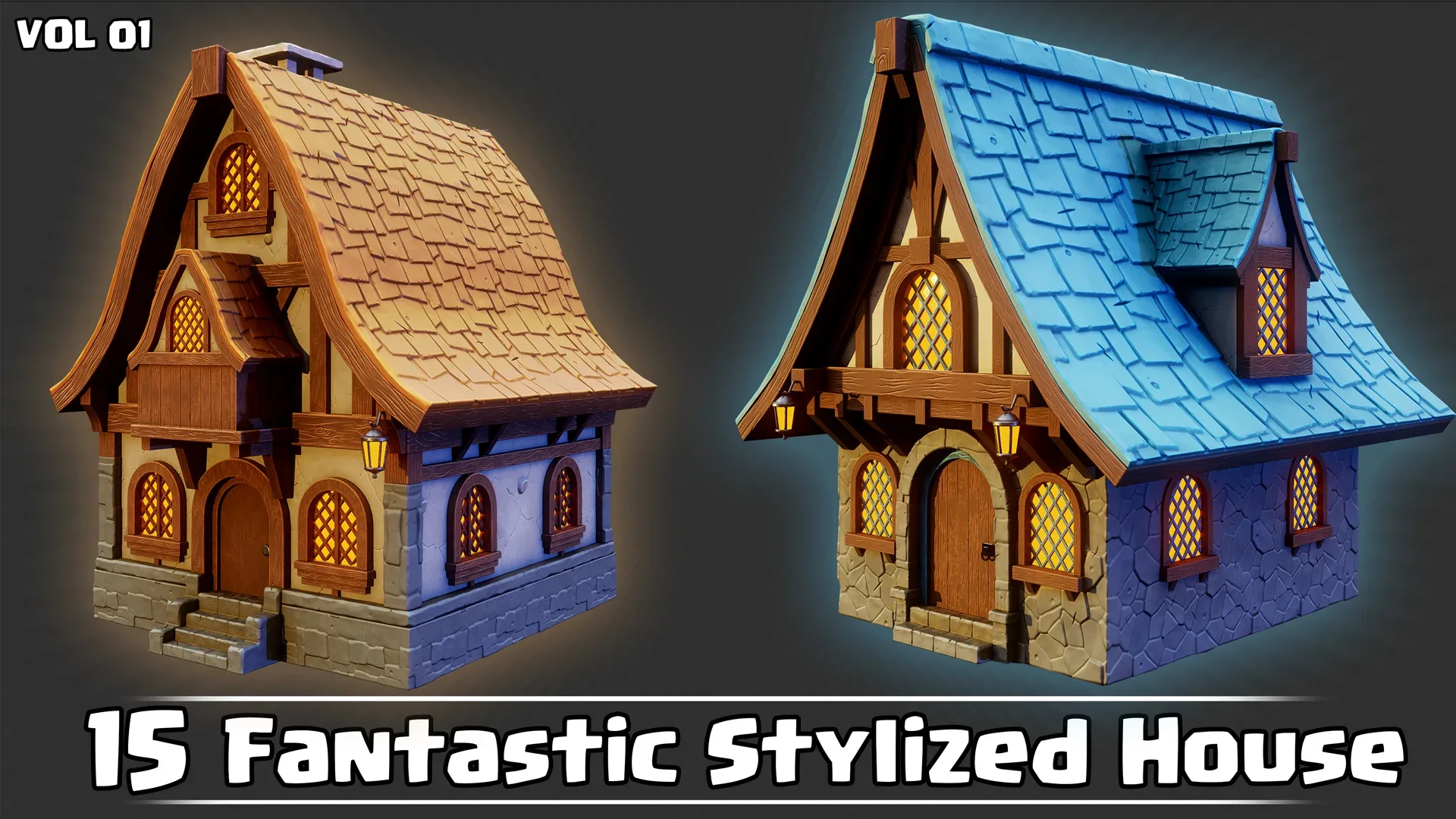 15 Fantastic Stylized Houses Game Ready VOL01