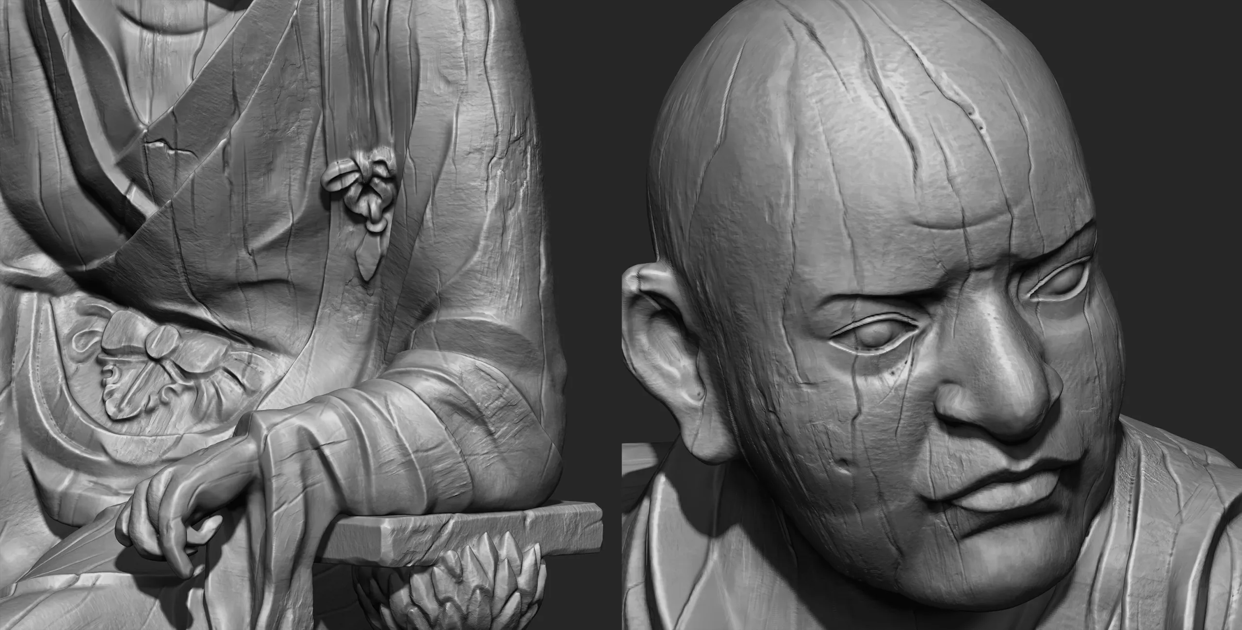 Luohan Character Sculpture Tutorial Zbrush 2019 HighPoly