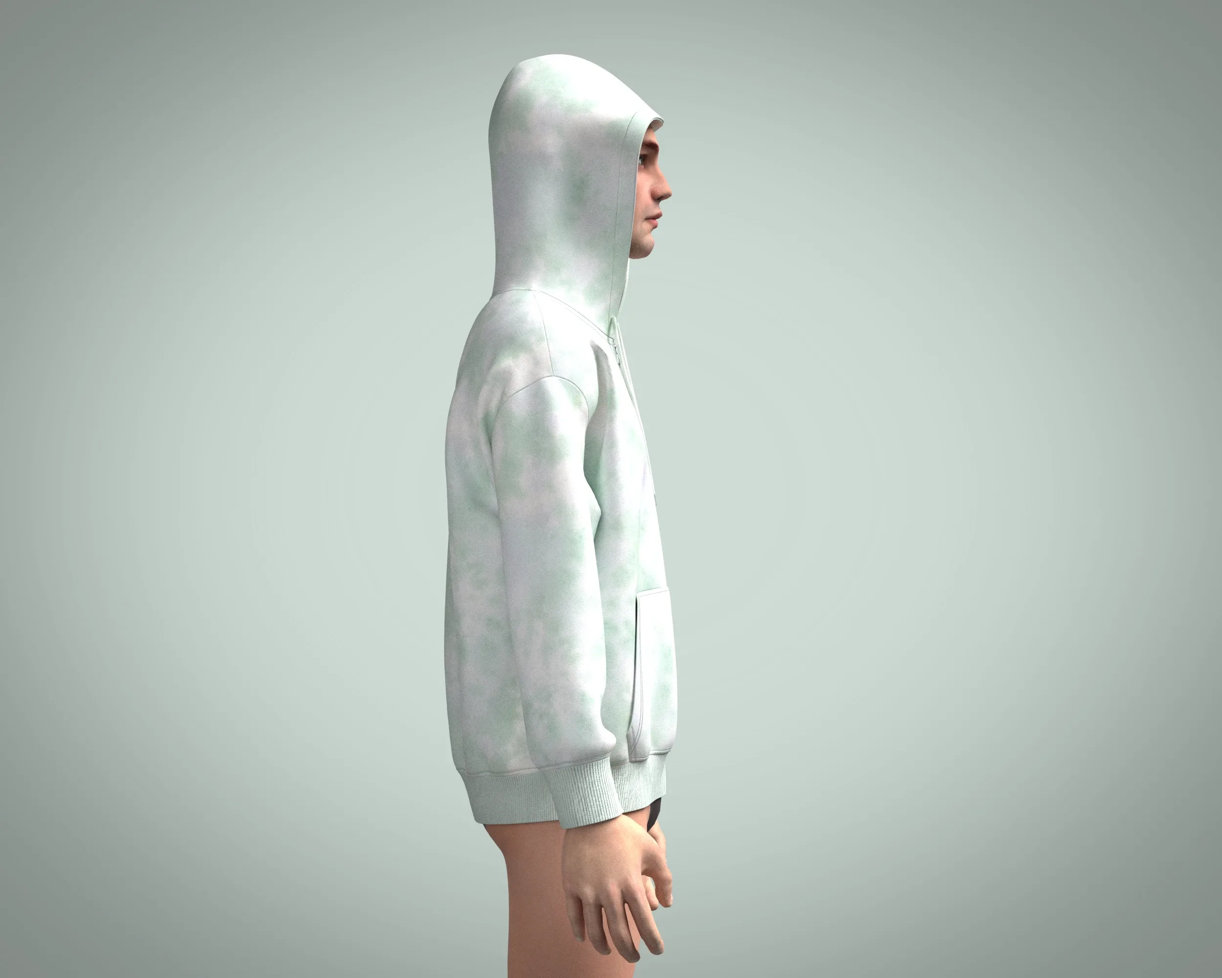 Men Zip Hoodie - Wash | Marvelous / Clo3d / obj / fbx