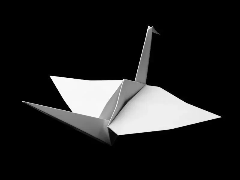 Folded Paper Swan - Crane Origami Art