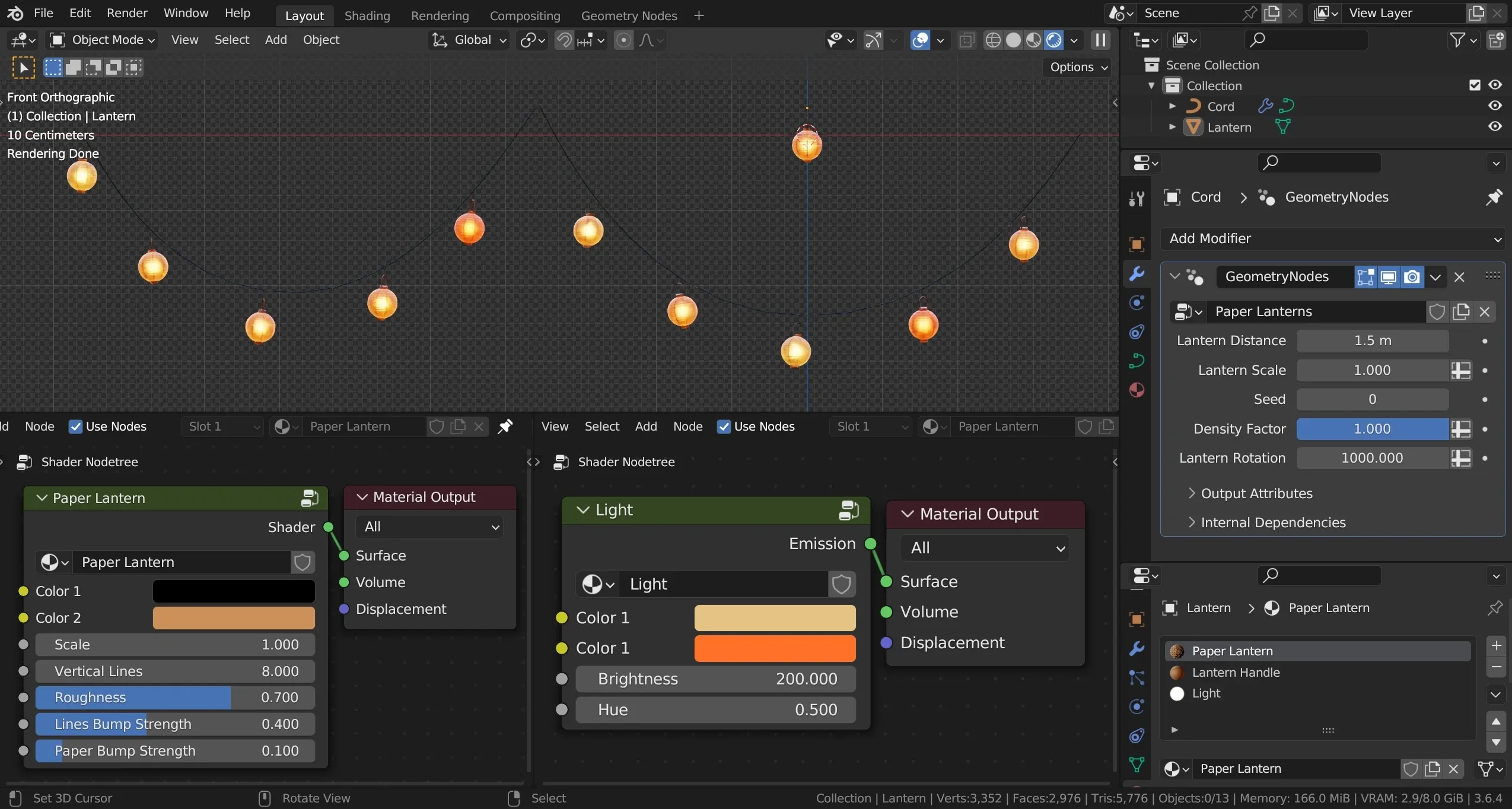 Hanging Paper Lanterns 🏮 (Geometry Nodes)