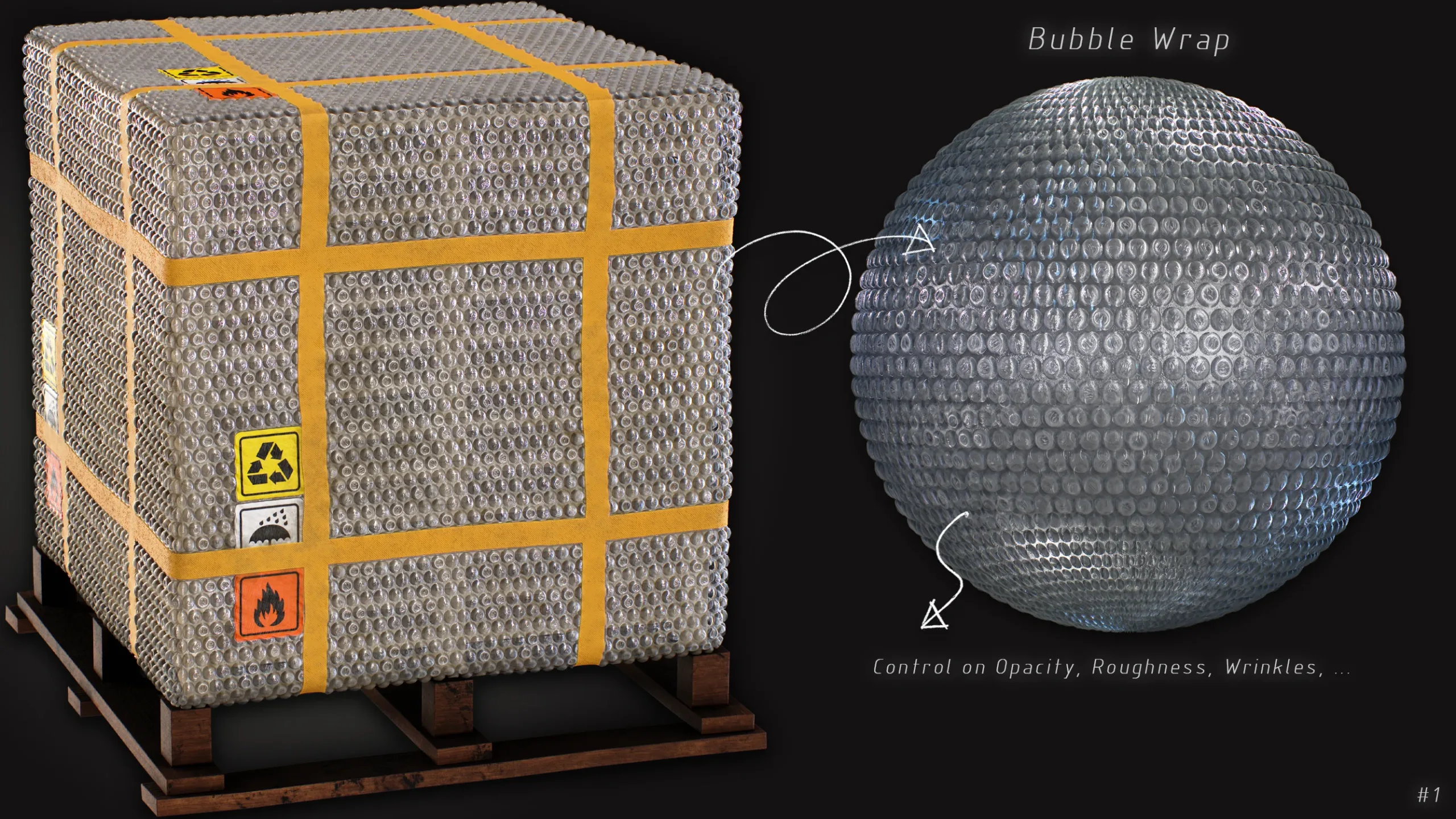 Procedural Cover Material Packaging (Bubble Wrap - Tarp - Cardboard - Fabric) (SBSAR) Vol.15