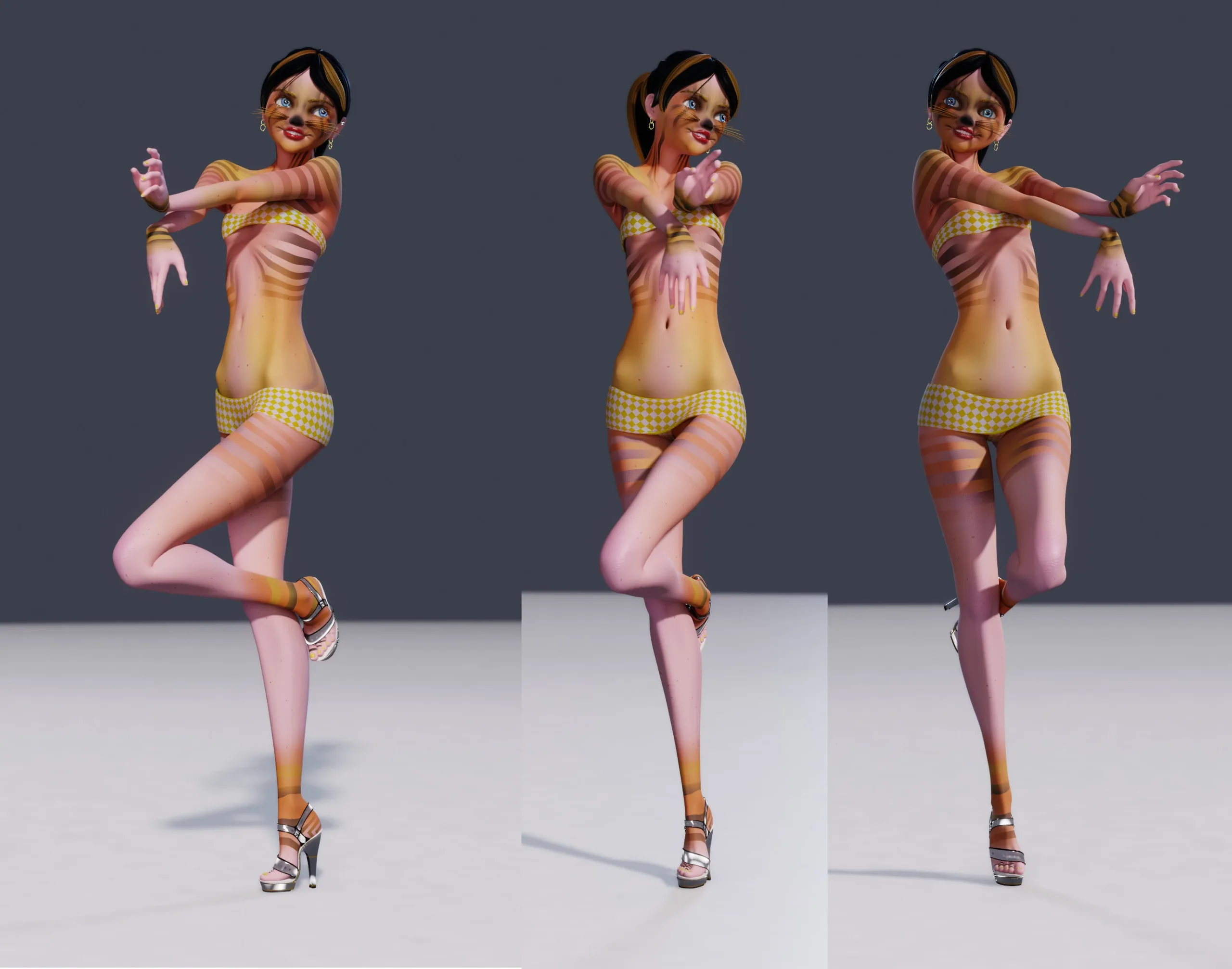 Giazelle Veloca, Thin Tigresse, Fully-Rigged Blender Character