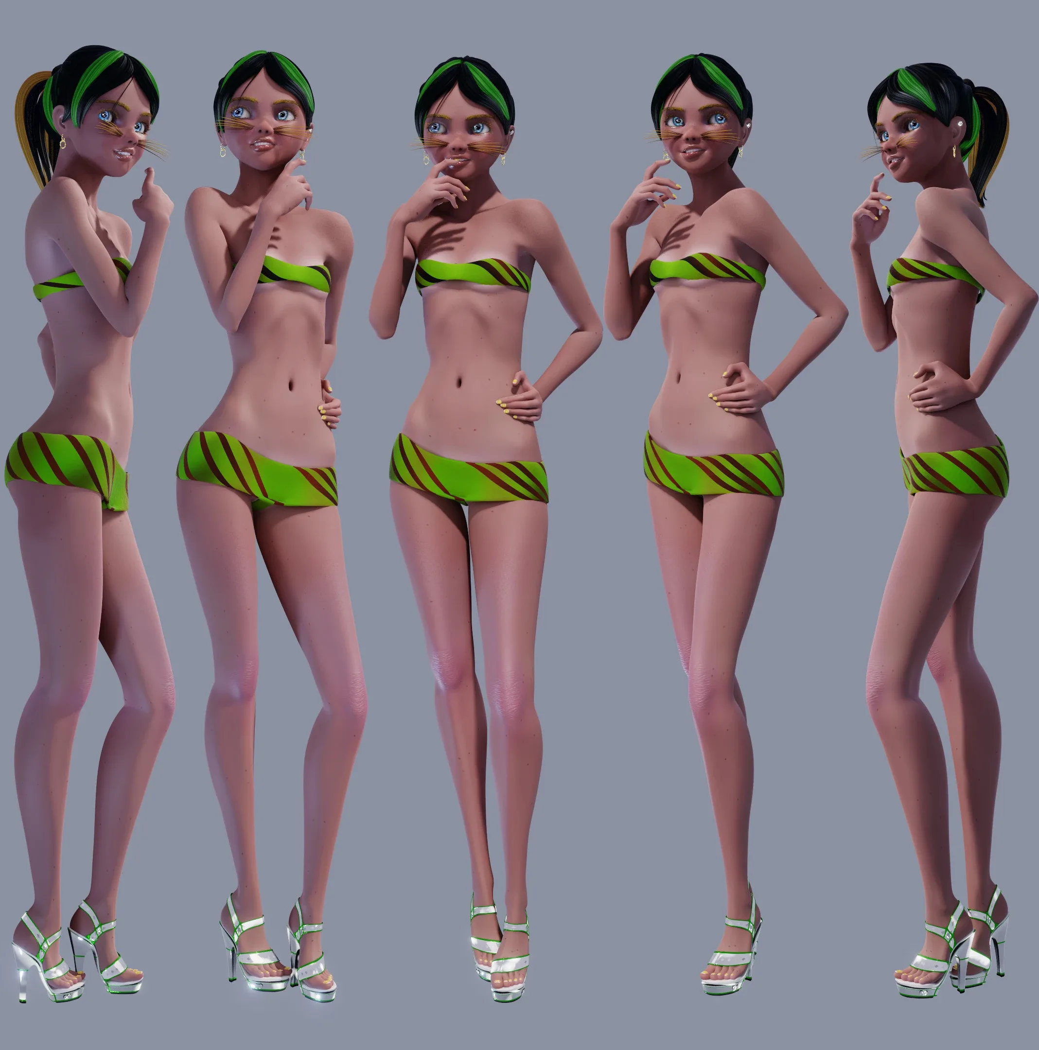 Giazelle Veloca, Thin Tigresse, Fully-Rigged Blender Character