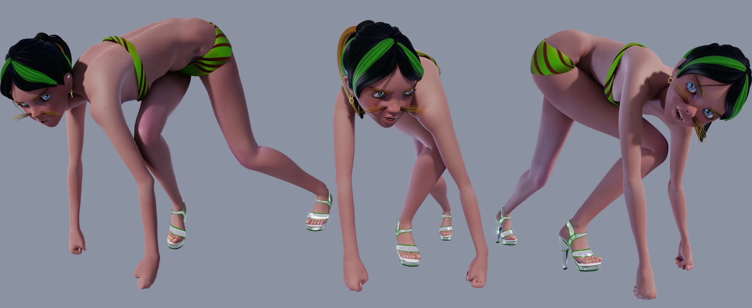 Giazelle Veloca, Thin Tigresse, Fully-Rigged Blender Character