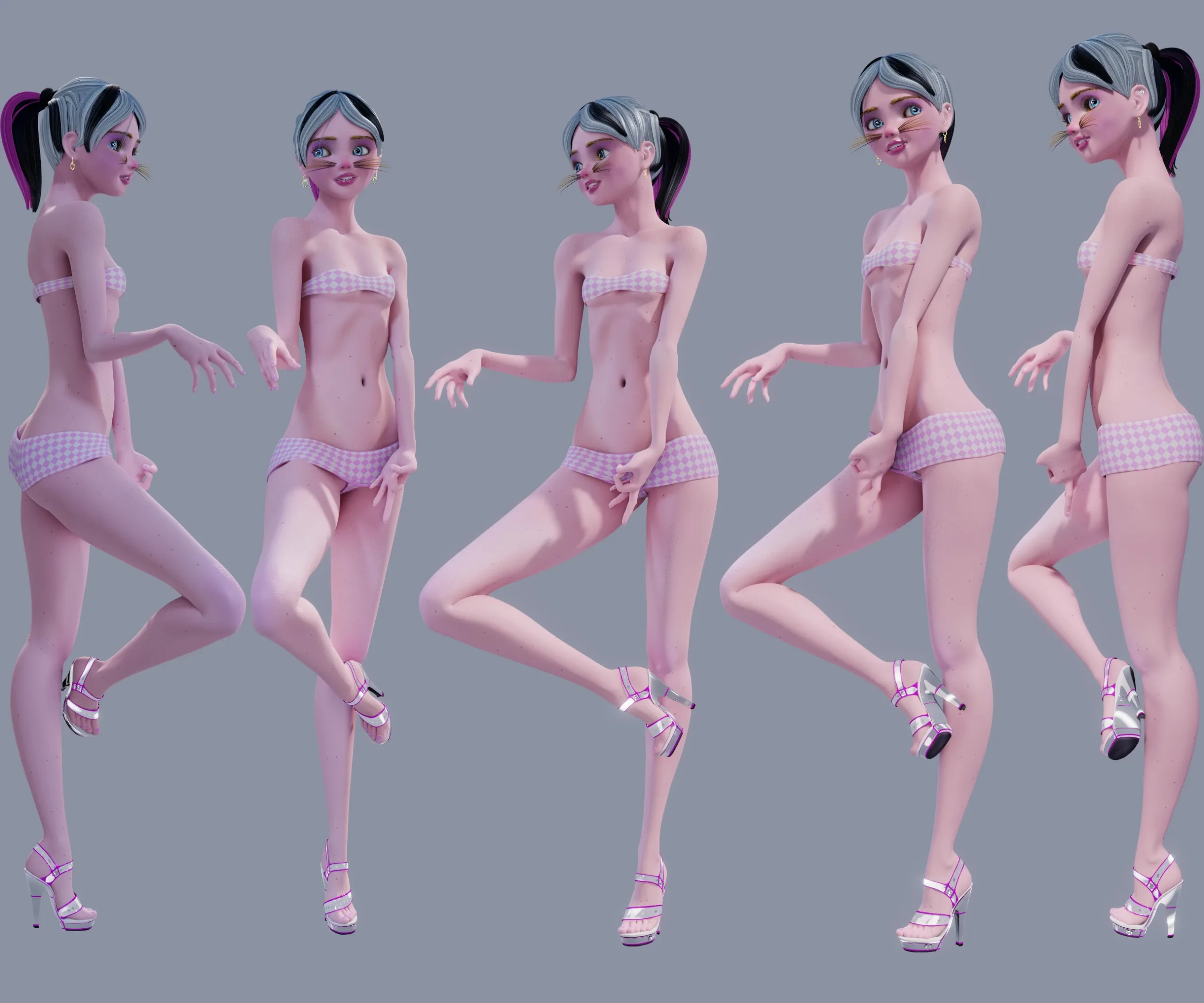 Giazelle Veloca, Thin Tigresse, Fully-Rigged Blender Character