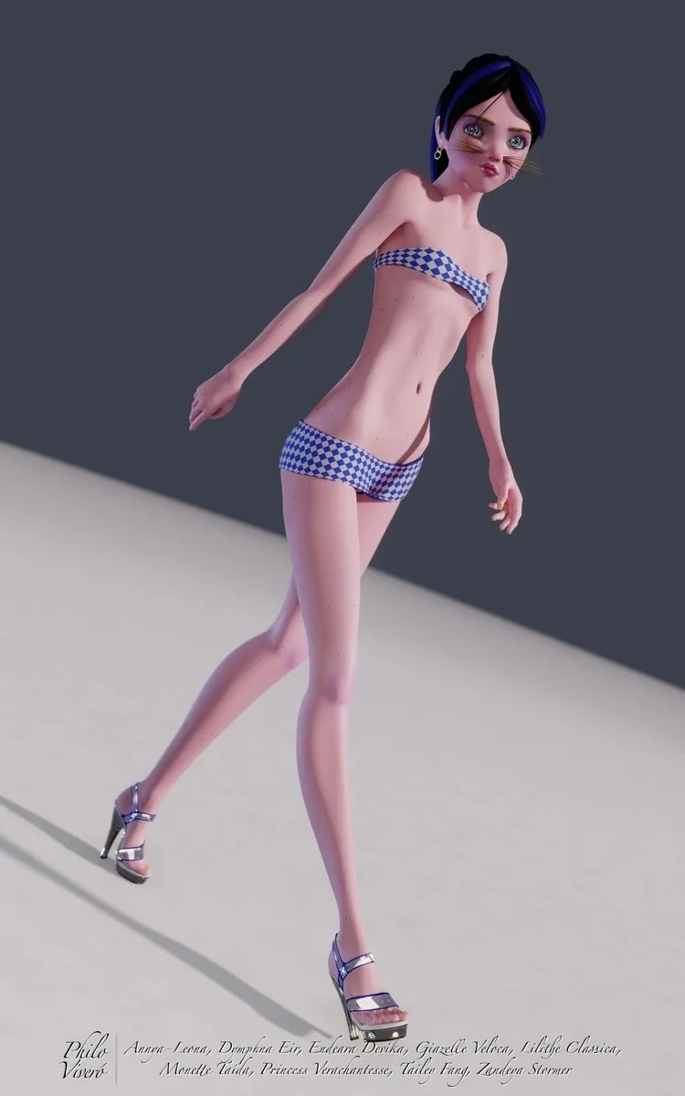 Giazelle Veloca, Thin Tigresse, Fully-Rigged Blender Character