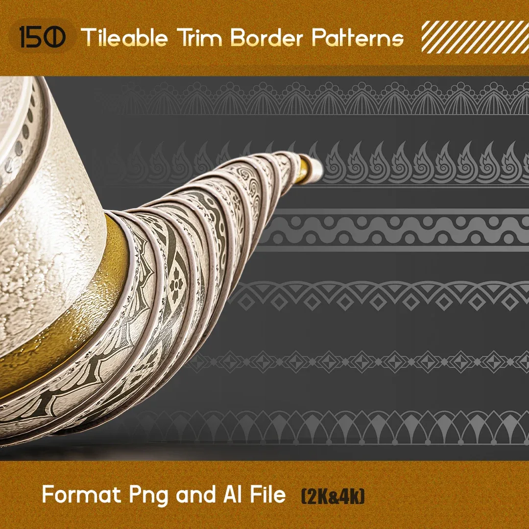 Tileable Trim Border Patterns-Alpha Brush