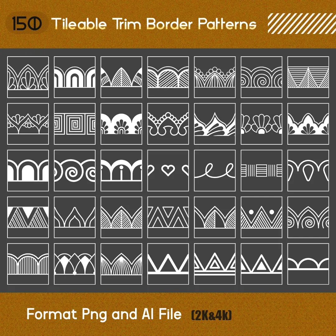 Tileable Trim Border Patterns-Alpha Brush