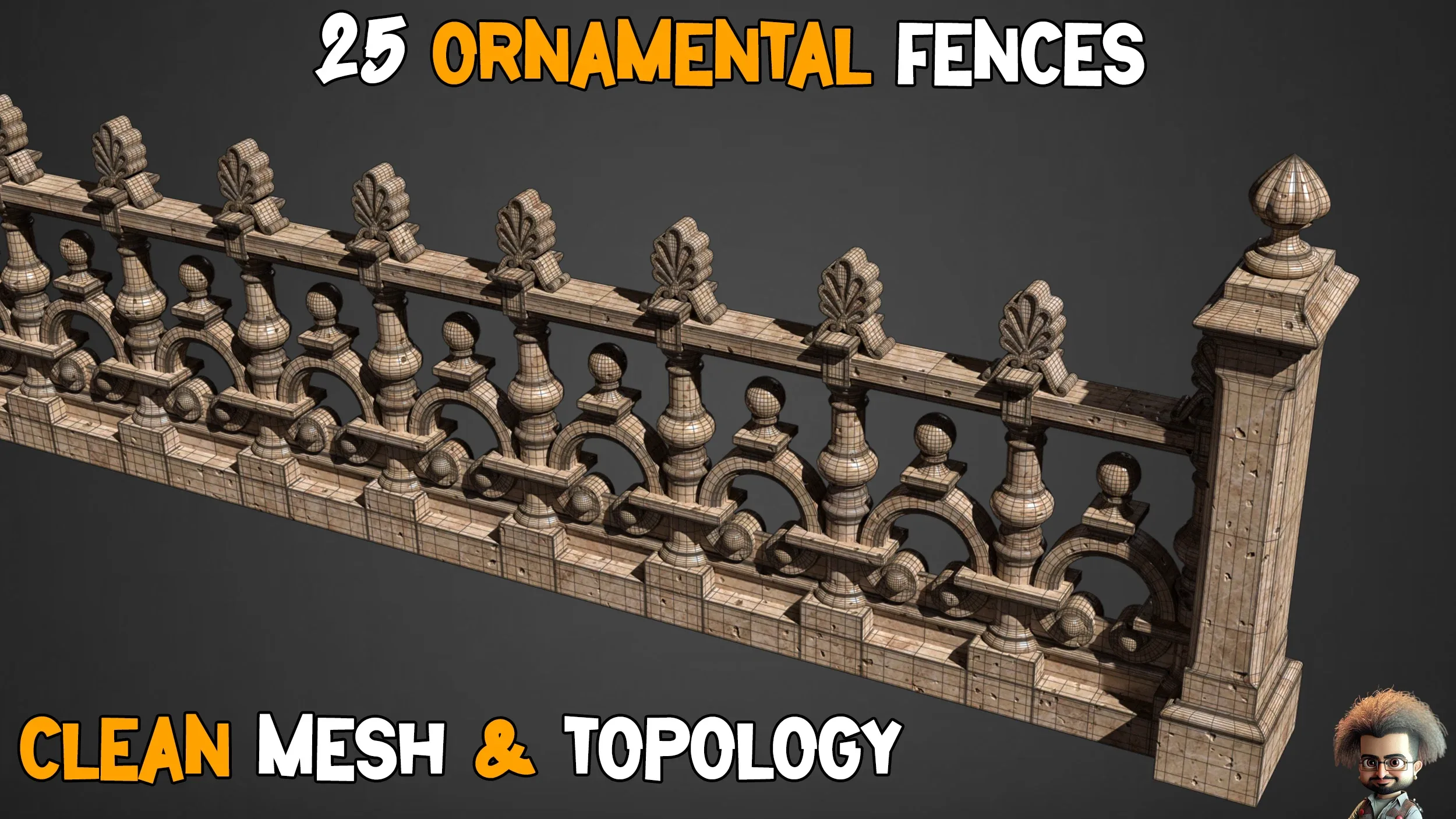 25 Ornamental Fences 3D Model + IMM Brush