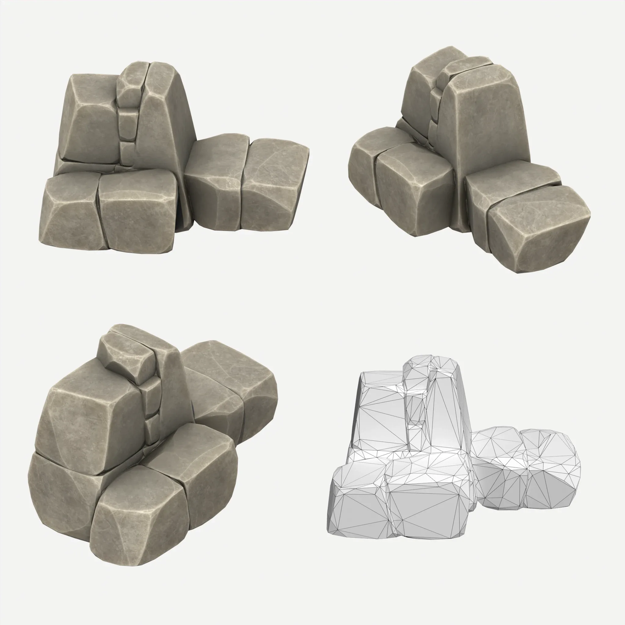 30 Stylized Block Rock - 3D Game Asset - 231030