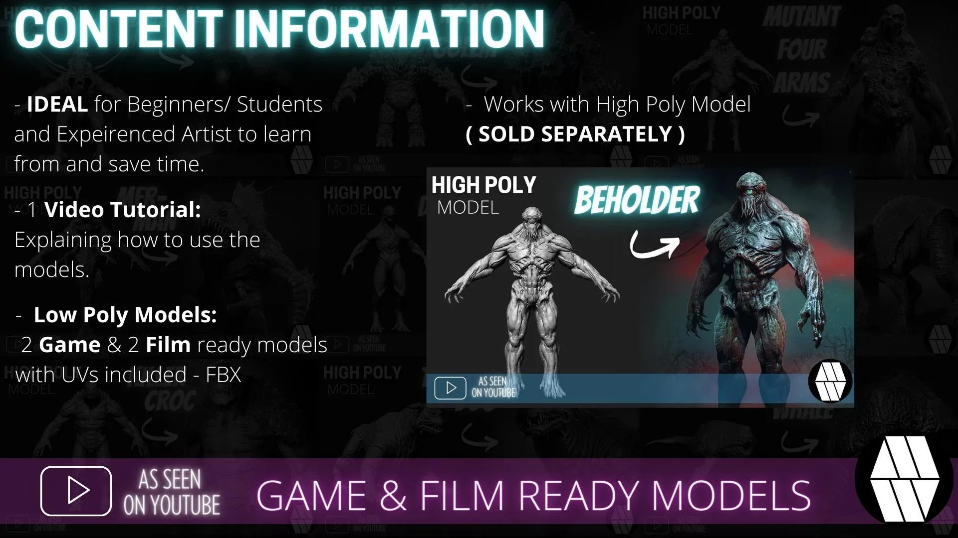 Game & Film Ready: Beholder Low Poly FBX Models