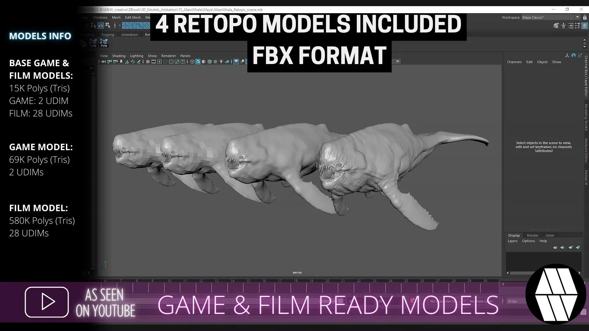 Game & Film Ready: Alien Whale Low Poly FBX Models