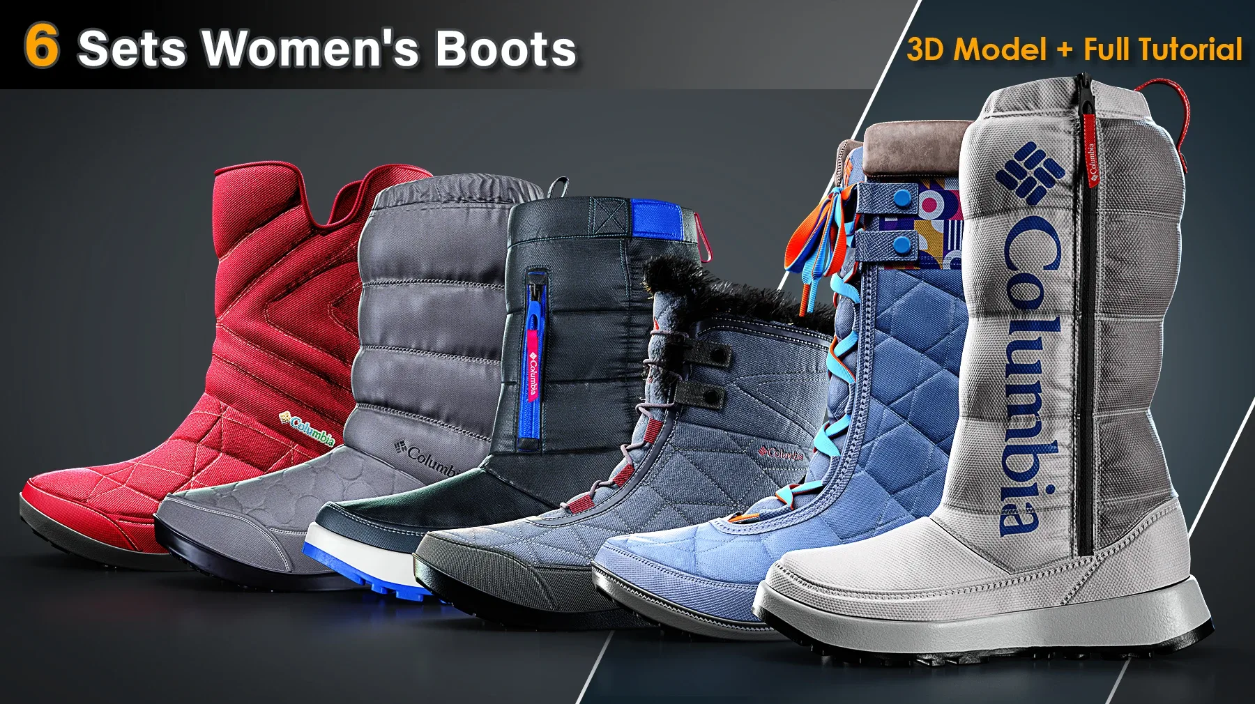 6 Women's Boots / 3D Model + Tutorial