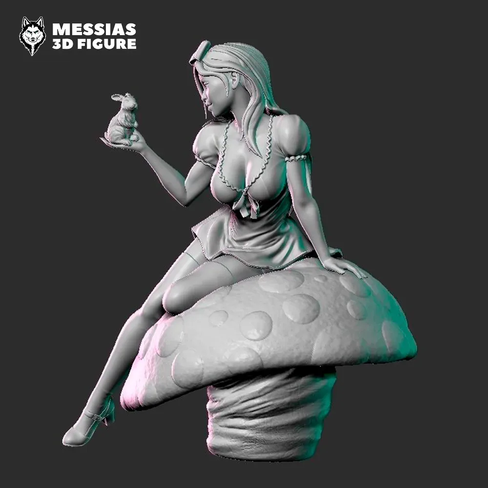 Alice with Rabbit Figure 3D Print Model