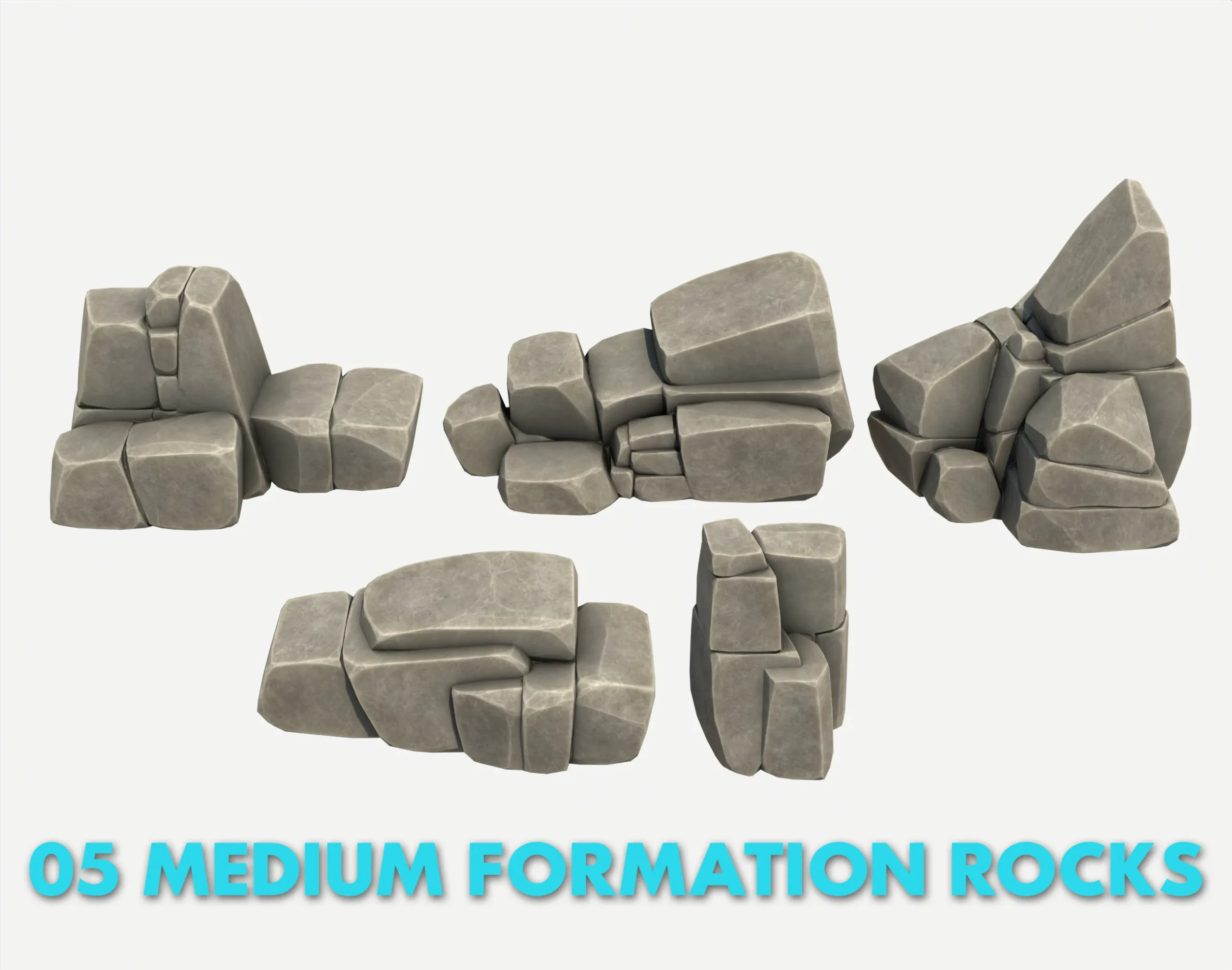 30 Stylized Block Rock - 3D Game Asset - 231030