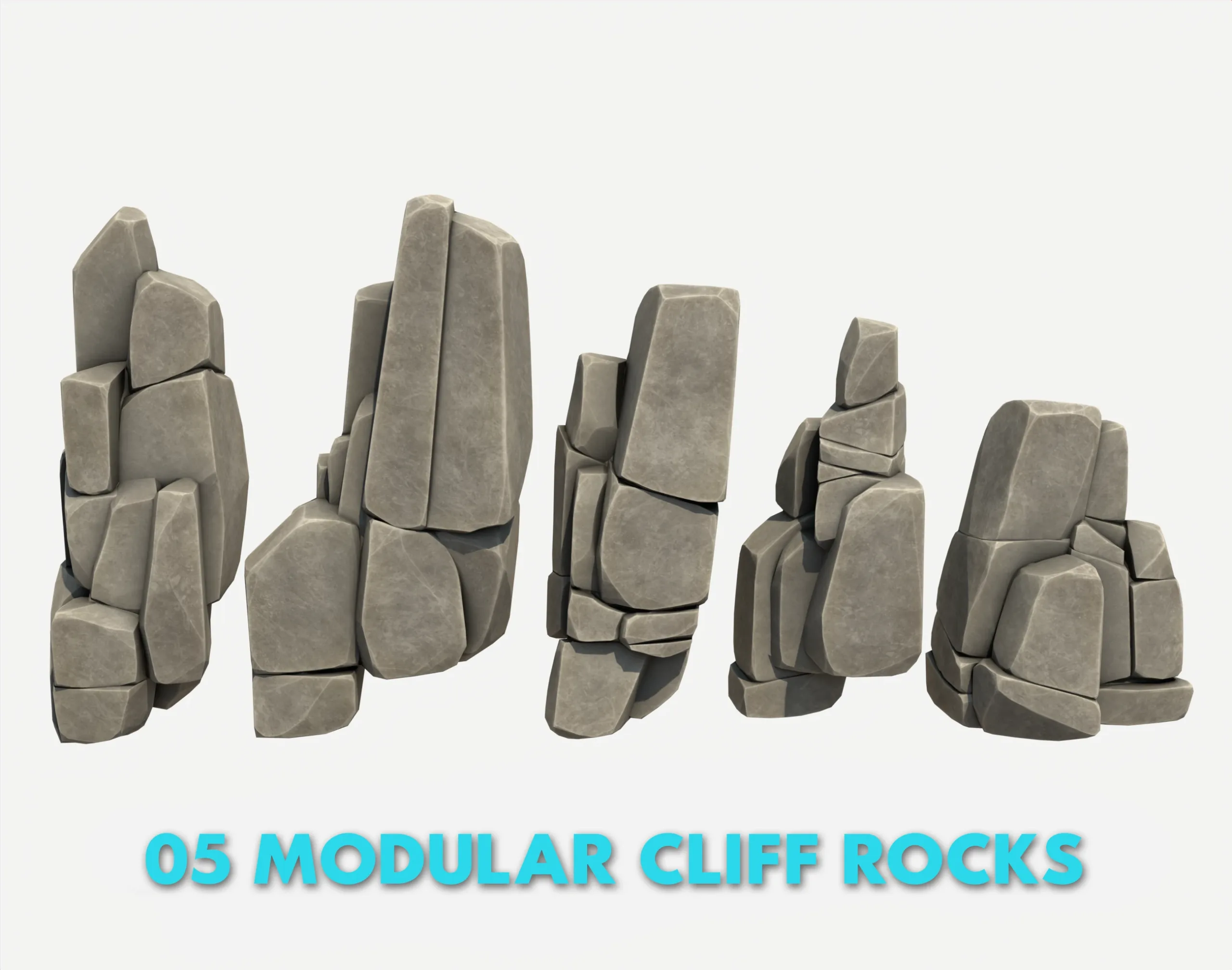 30 Stylized Block Rock - 3D Game Asset - 231030