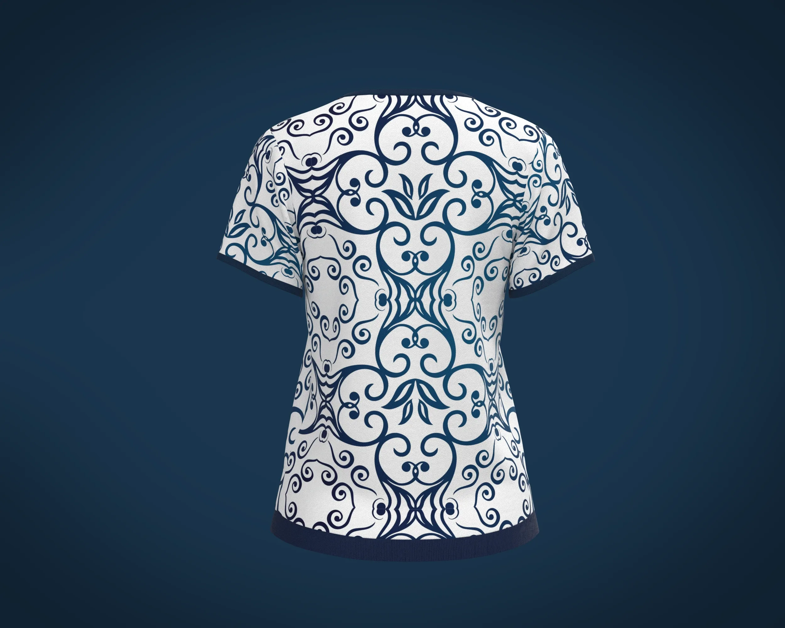 Ladies Blue print Tops | Marvelous / Clo3d / obj / fbx