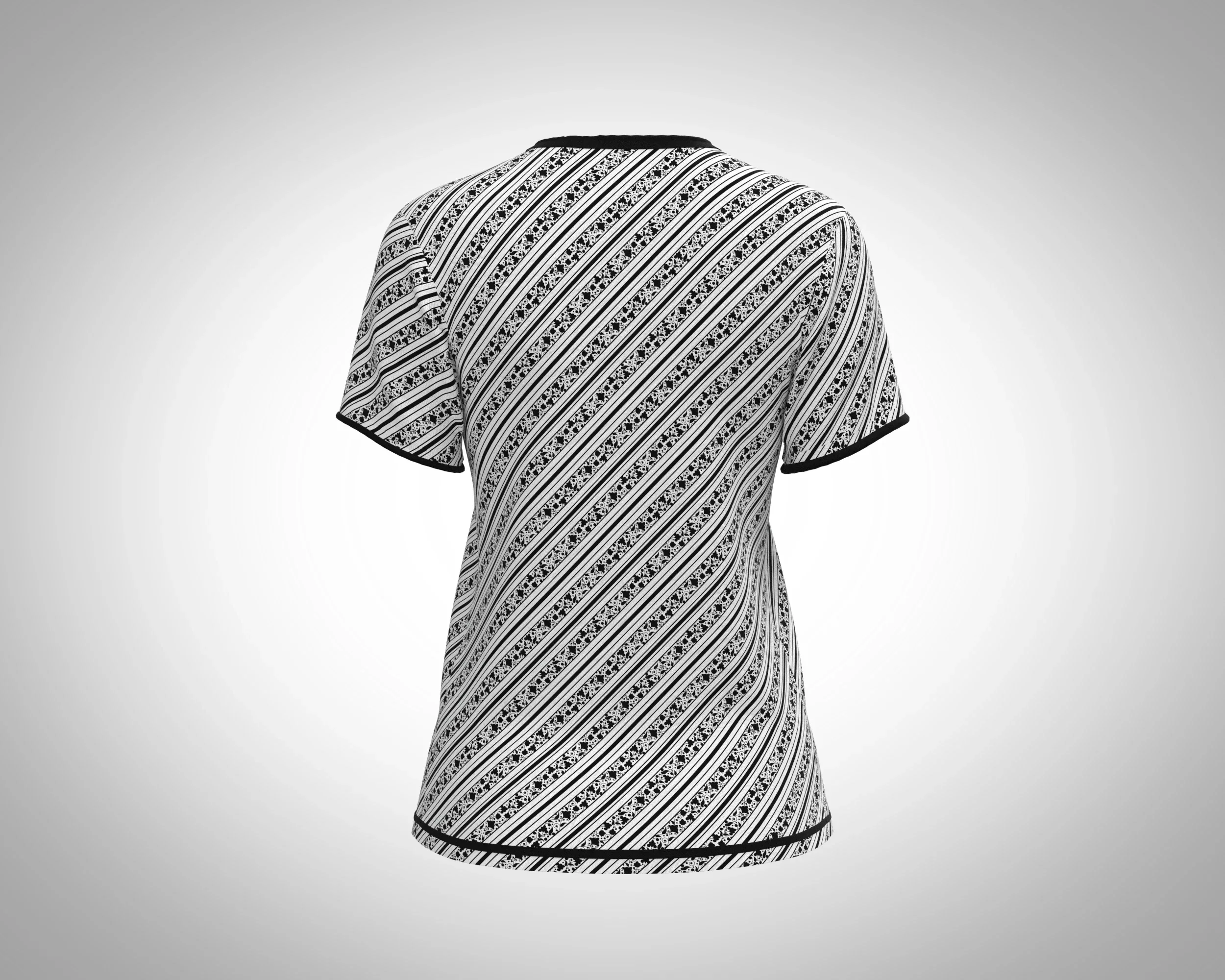 Ladies Black Print T-Shirt | Marvelous / Clo3d / obj / fbx