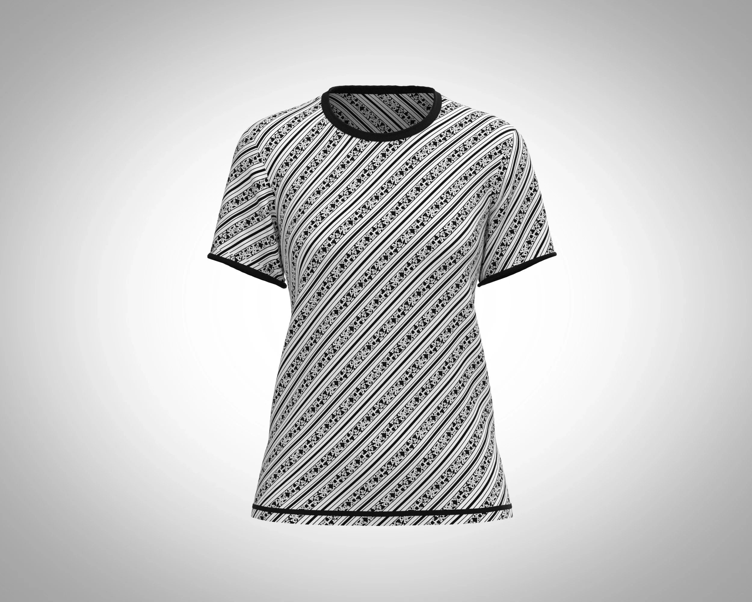 Ladies Black Print T-Shirt | Marvelous / Clo3d / obj / fbx