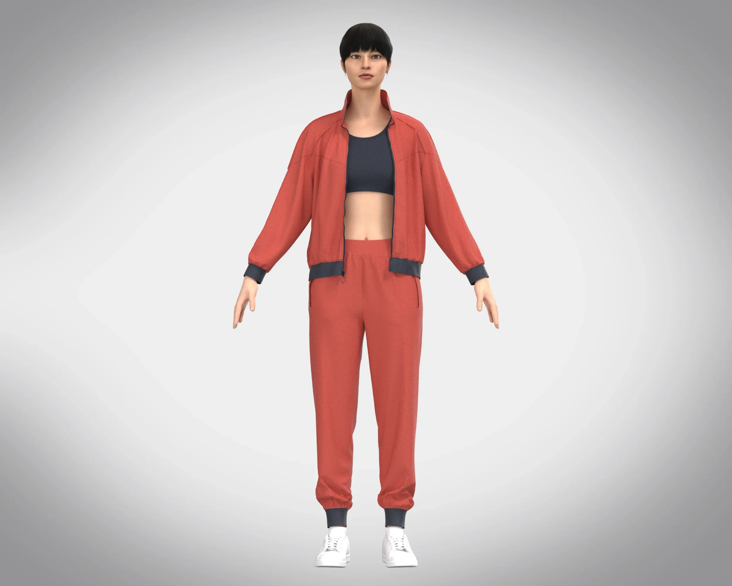 Girls Sports Outfit-Jacket with Jogger | Marvelous / Clo3d / obj / fbx