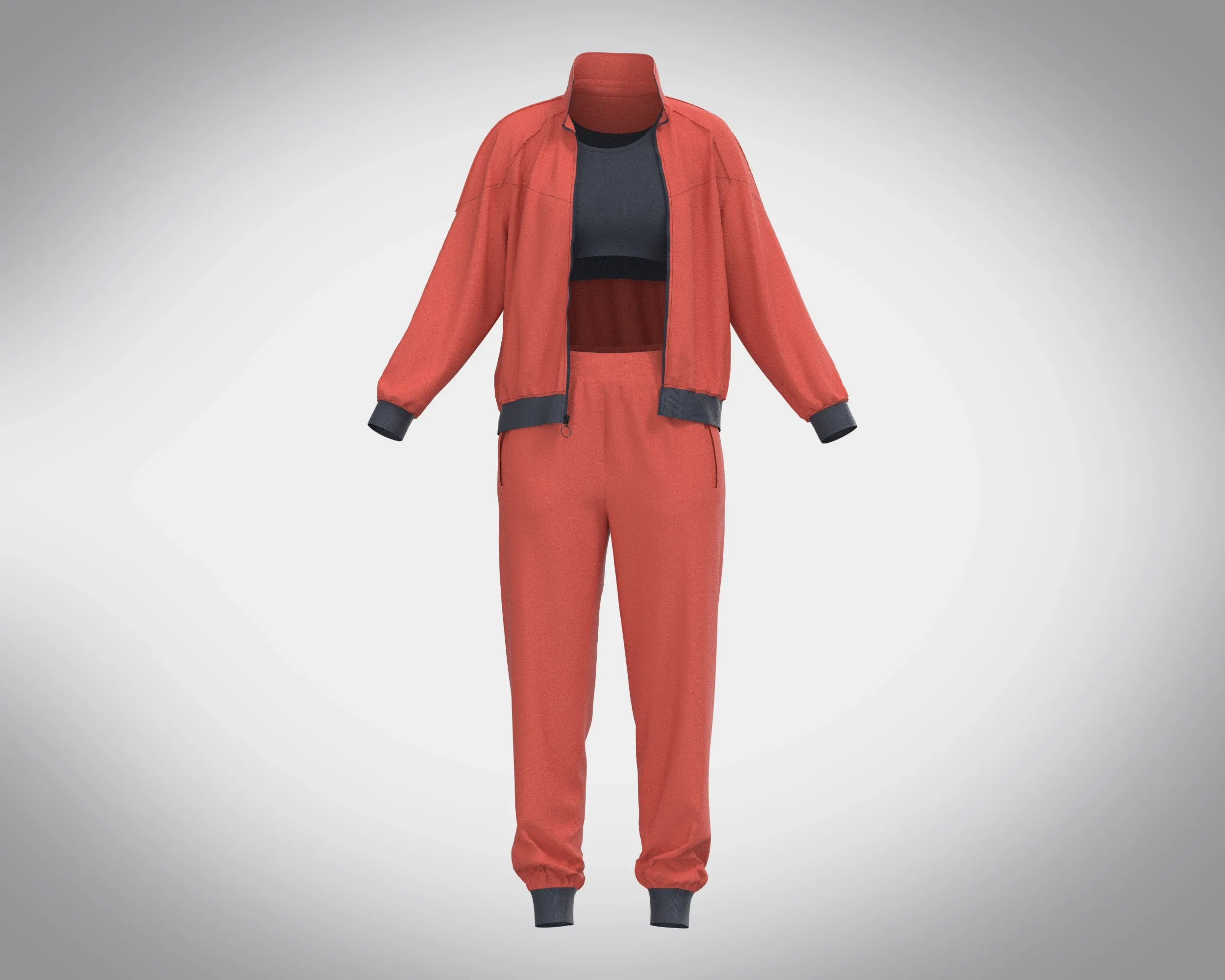 Girls Sports Outfit-Jacket with Jogger | Marvelous / Clo3d / obj / fbx