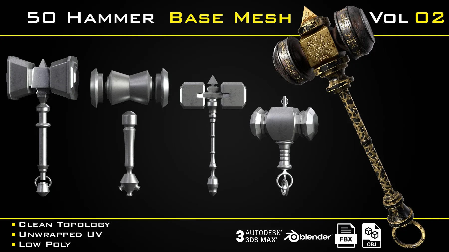 50 Hammer BASE MESH - VOL 02 Game Ready