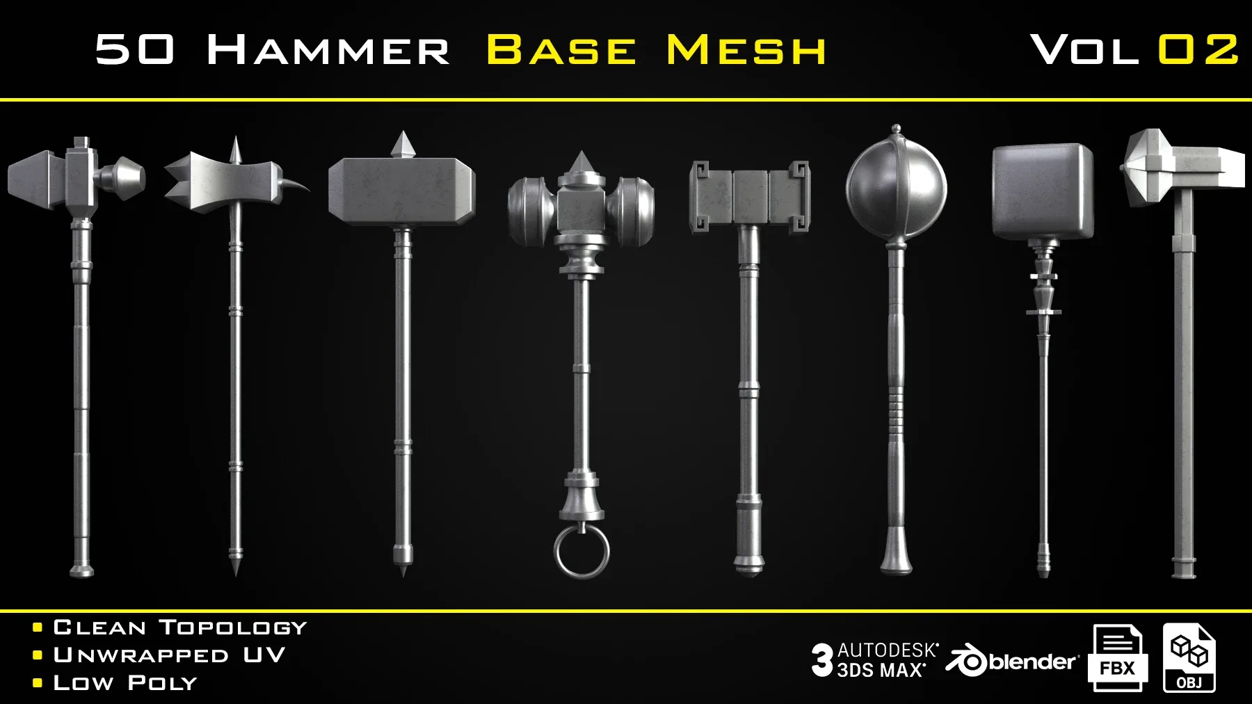 50 Hammer BASE MESH - VOL 02 Game Ready