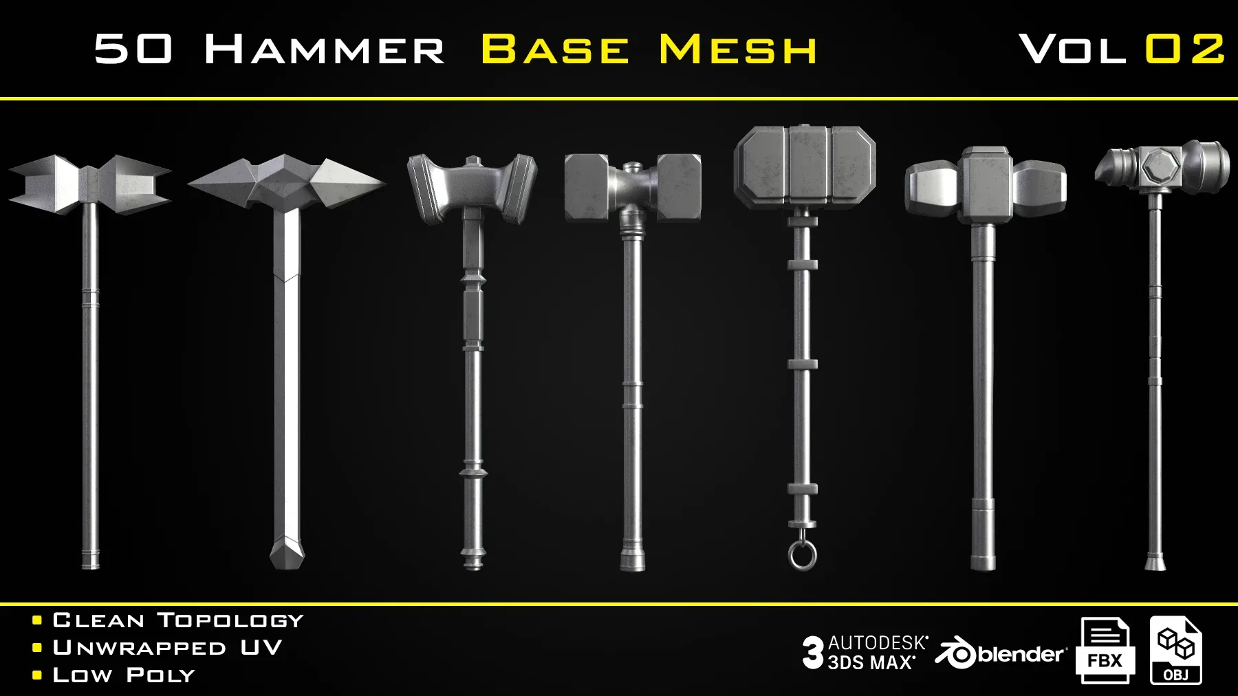 50 Hammer BASE MESH - VOL 02 Game Ready