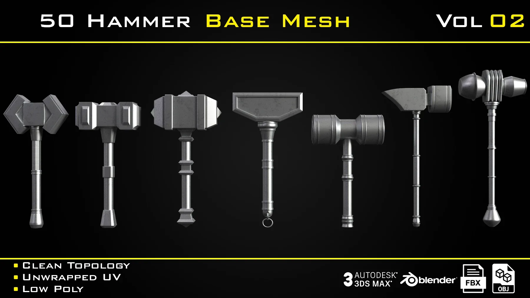 50 Hammer BASE MESH - VOL 02 Game Ready