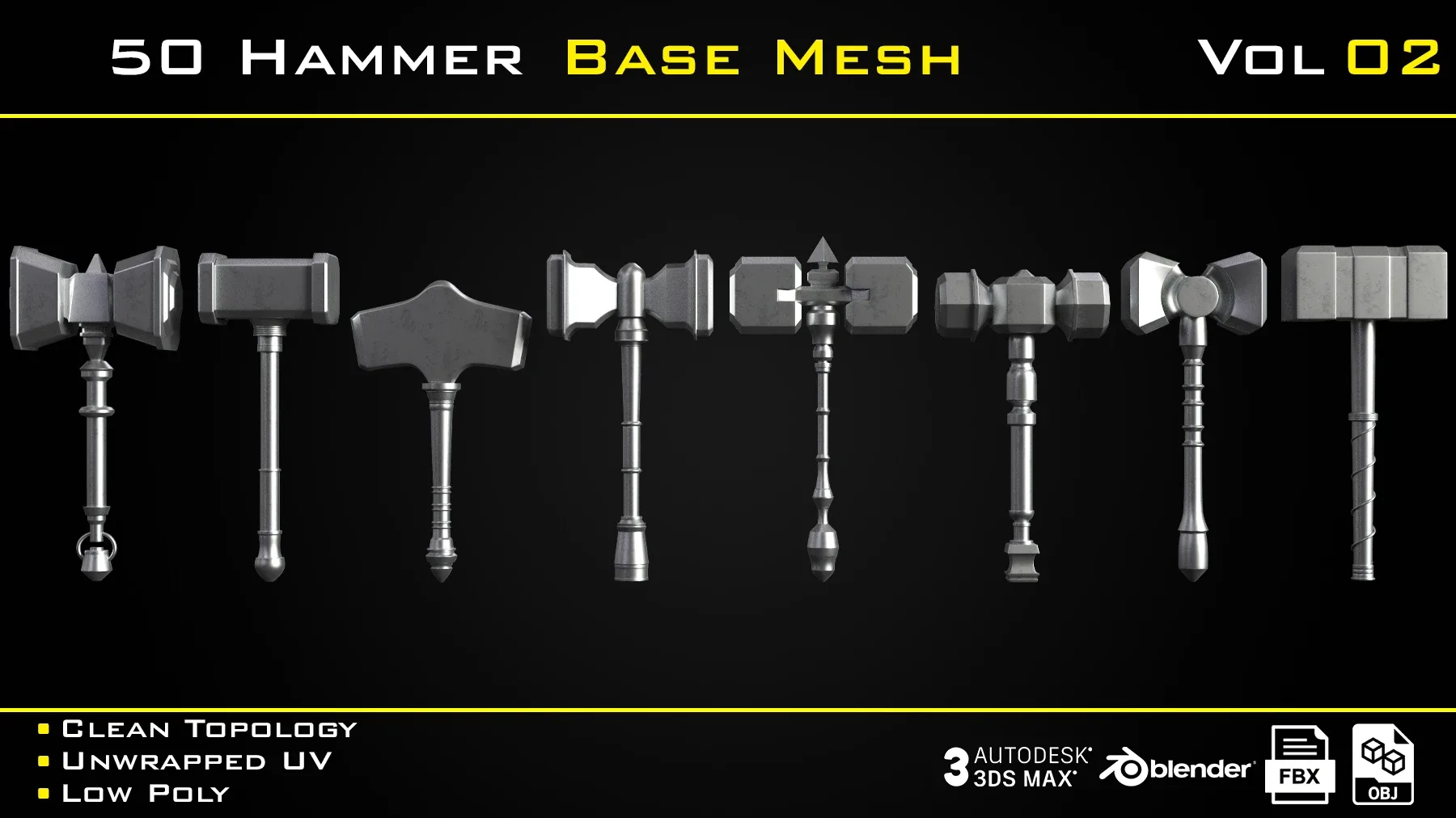 50 Hammer BASE MESH - VOL 02 Game Ready