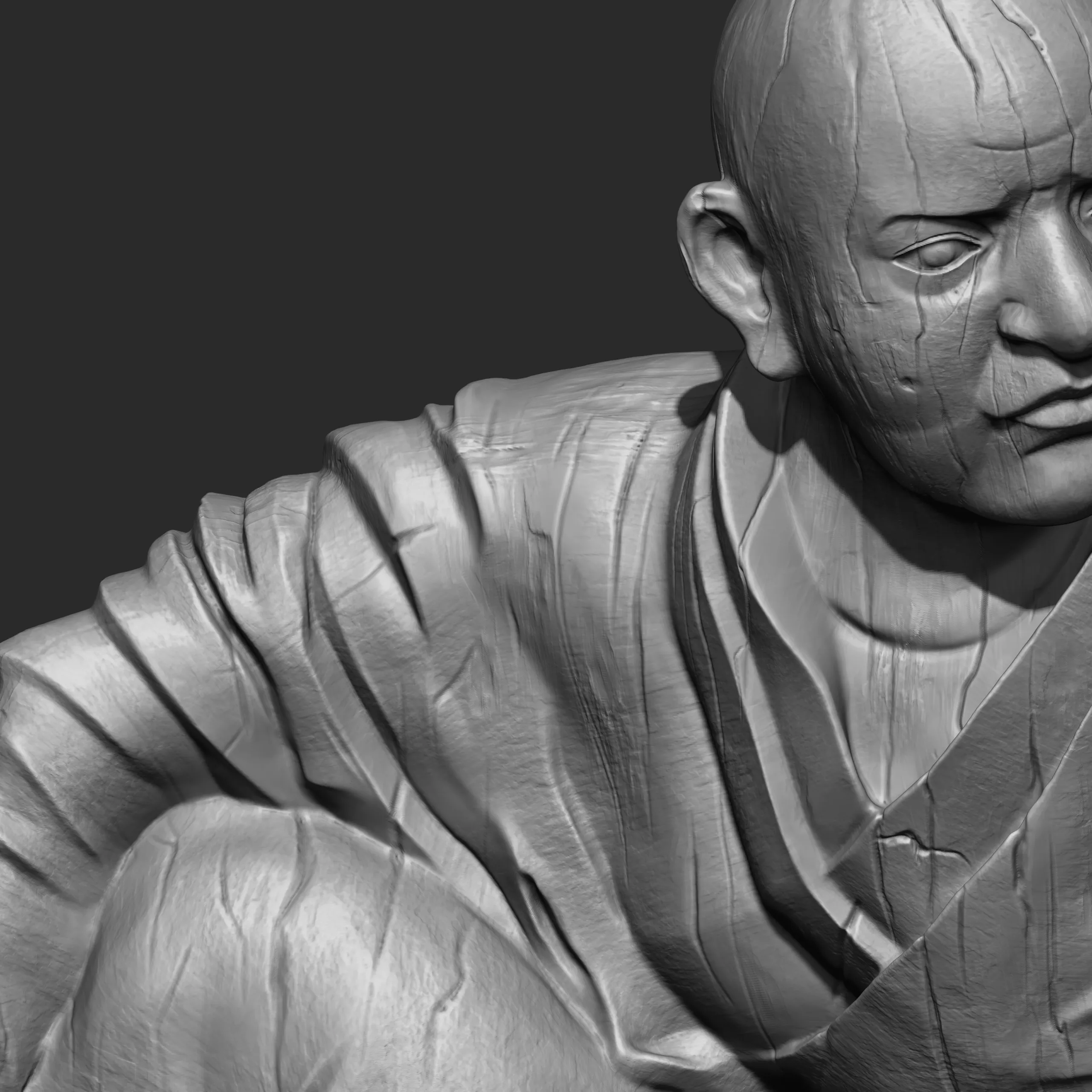 Luohan Wooden Character Sculpture Zbrush 2019 HighPoly