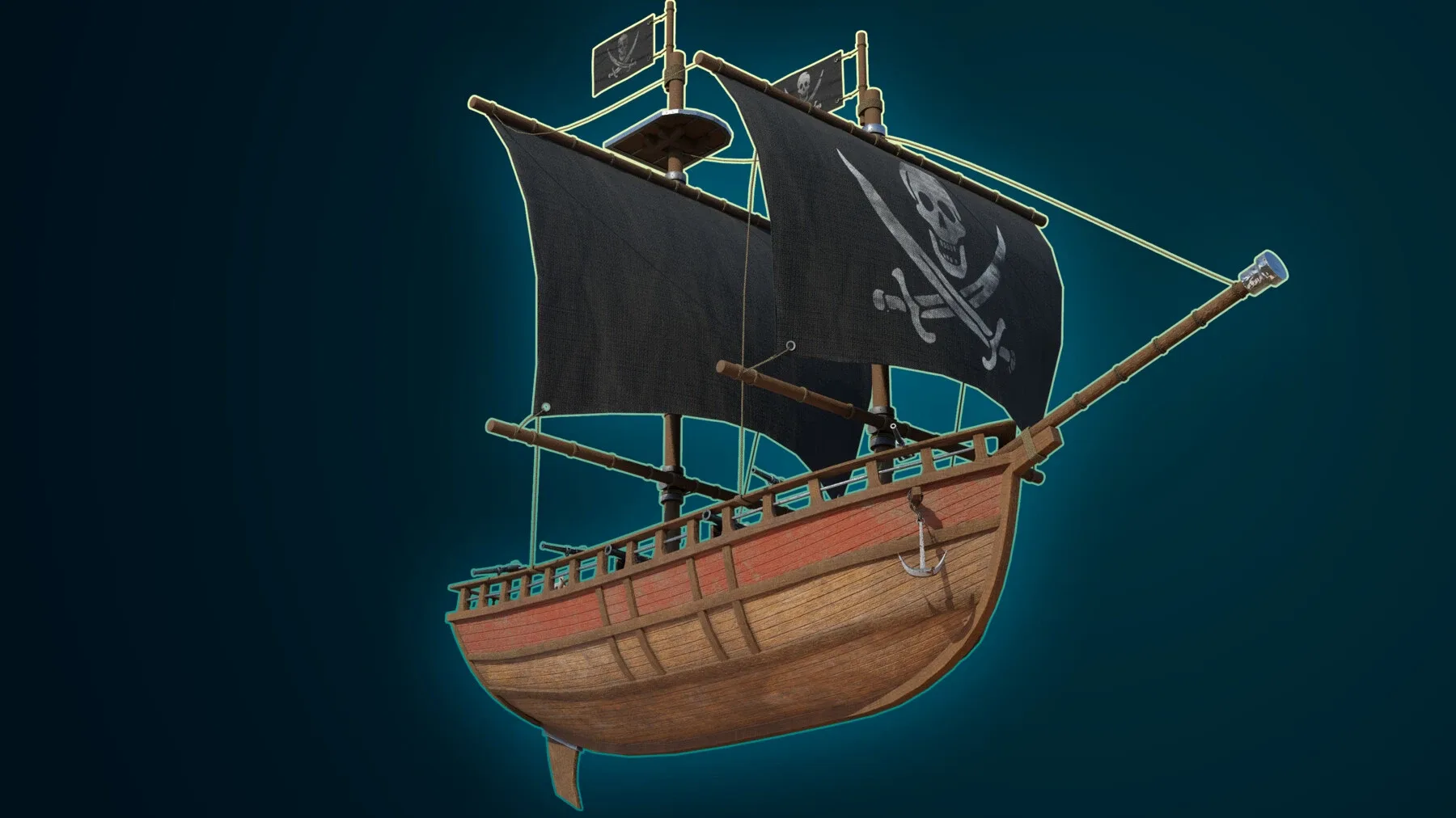 Pirate Ship with Interior, Props, Guns, and Textures - Vol 1