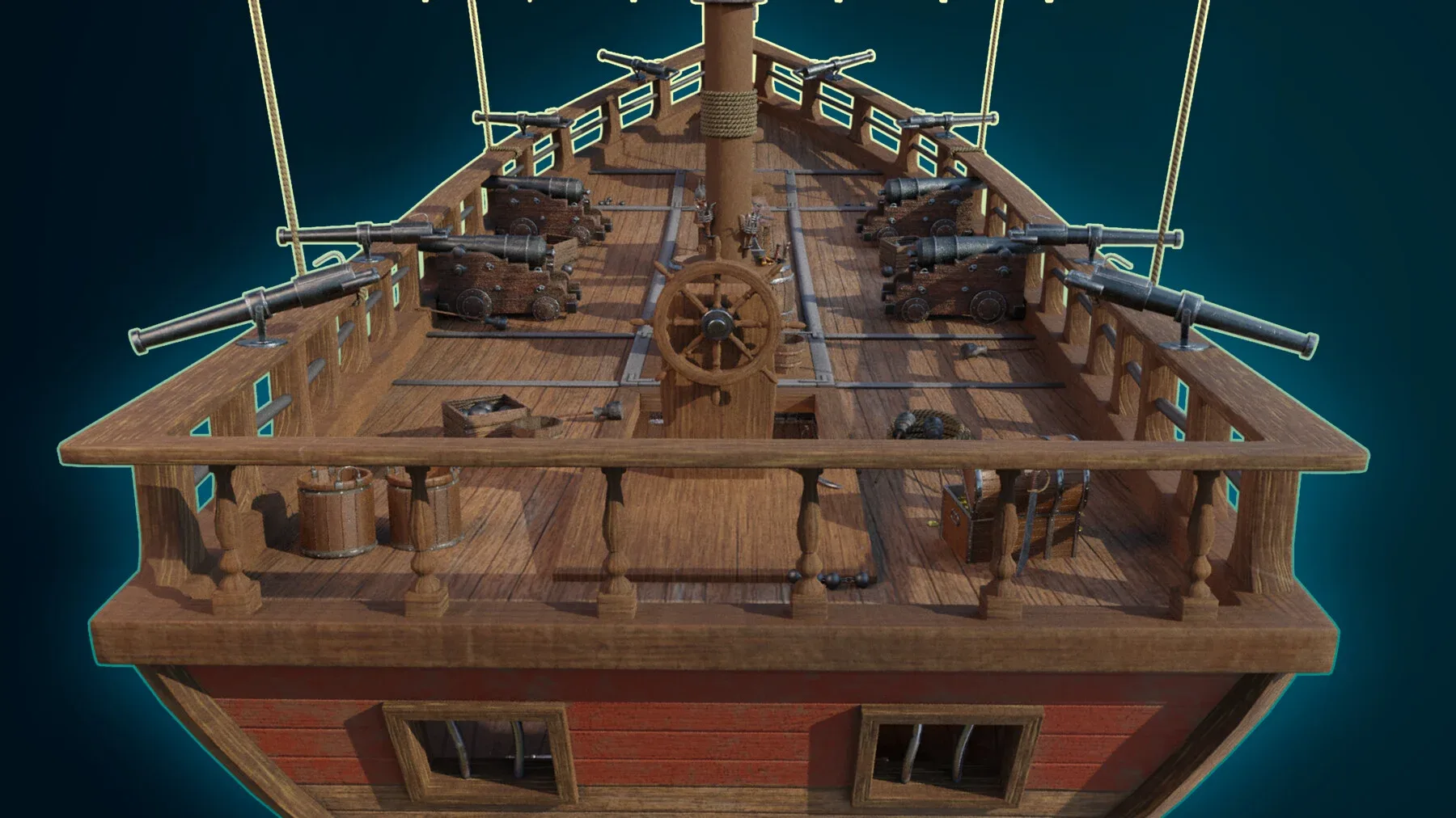 Pirate Ship with Interior, Props, Guns, and Textures - Vol 1