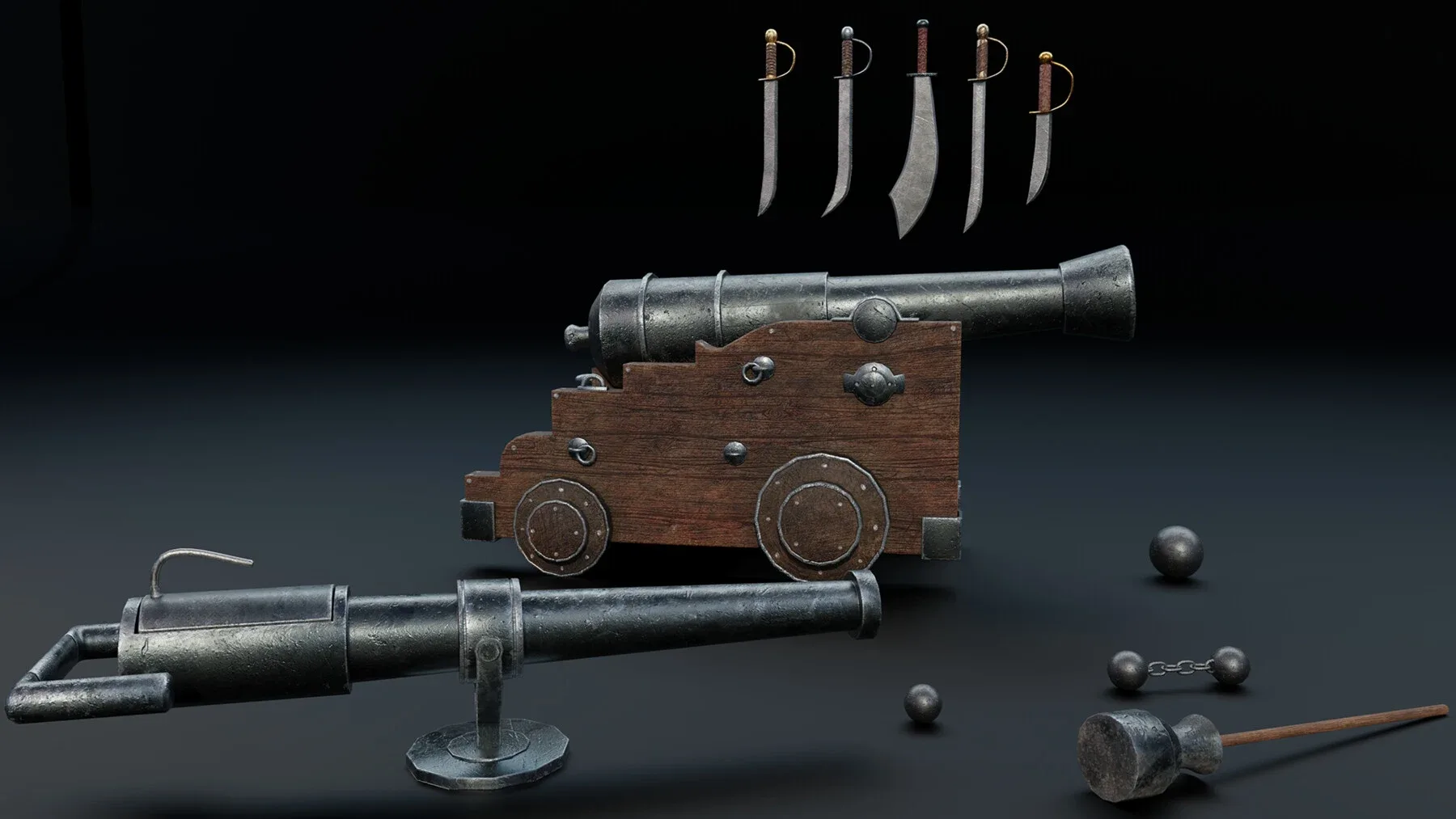 Pirate Ship with Interior - Props - Guns - Vol 2