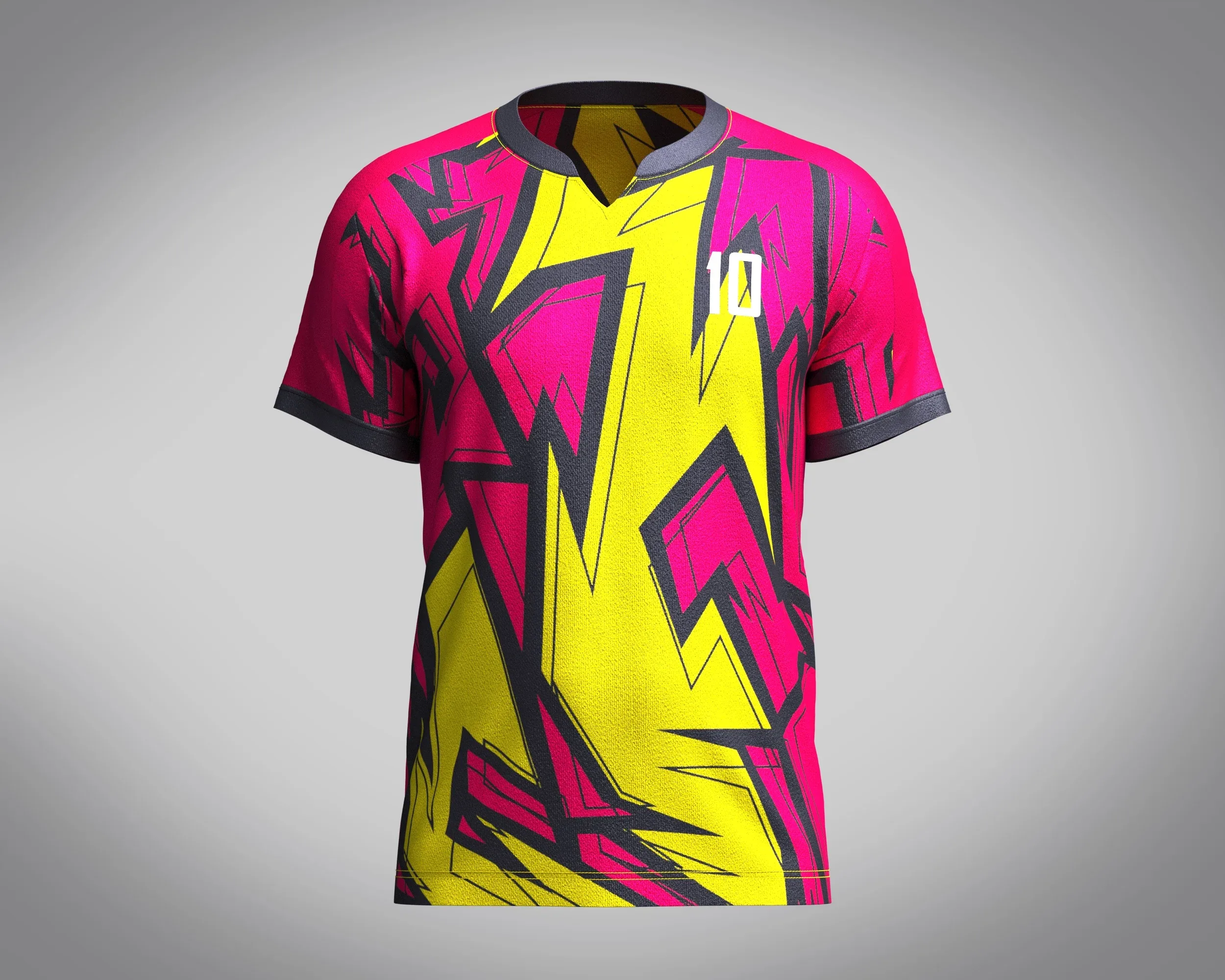 Mens Soccer Hot Pink and Yellow Jersey Player-10 | Marvelous / Clo3d / obj / fbx