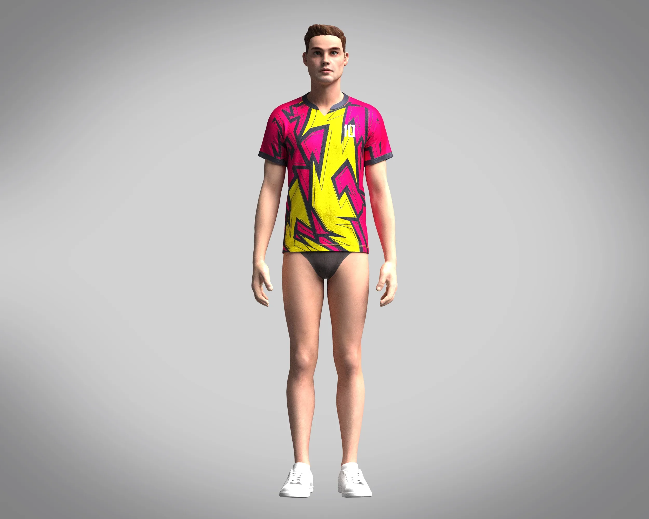 Mens Soccer Hot Pink and Yellow Jersey Player-10 | Marvelous / Clo3d / obj / fbx